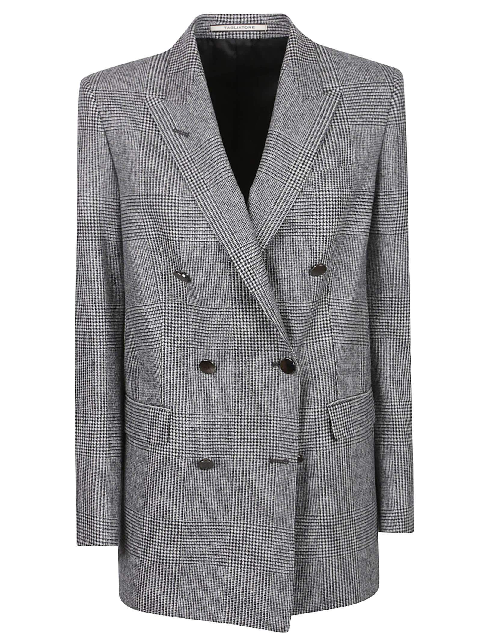 Tagliatore Loreley Double-breasted Wool Blazer With Peak Lapels In Gray