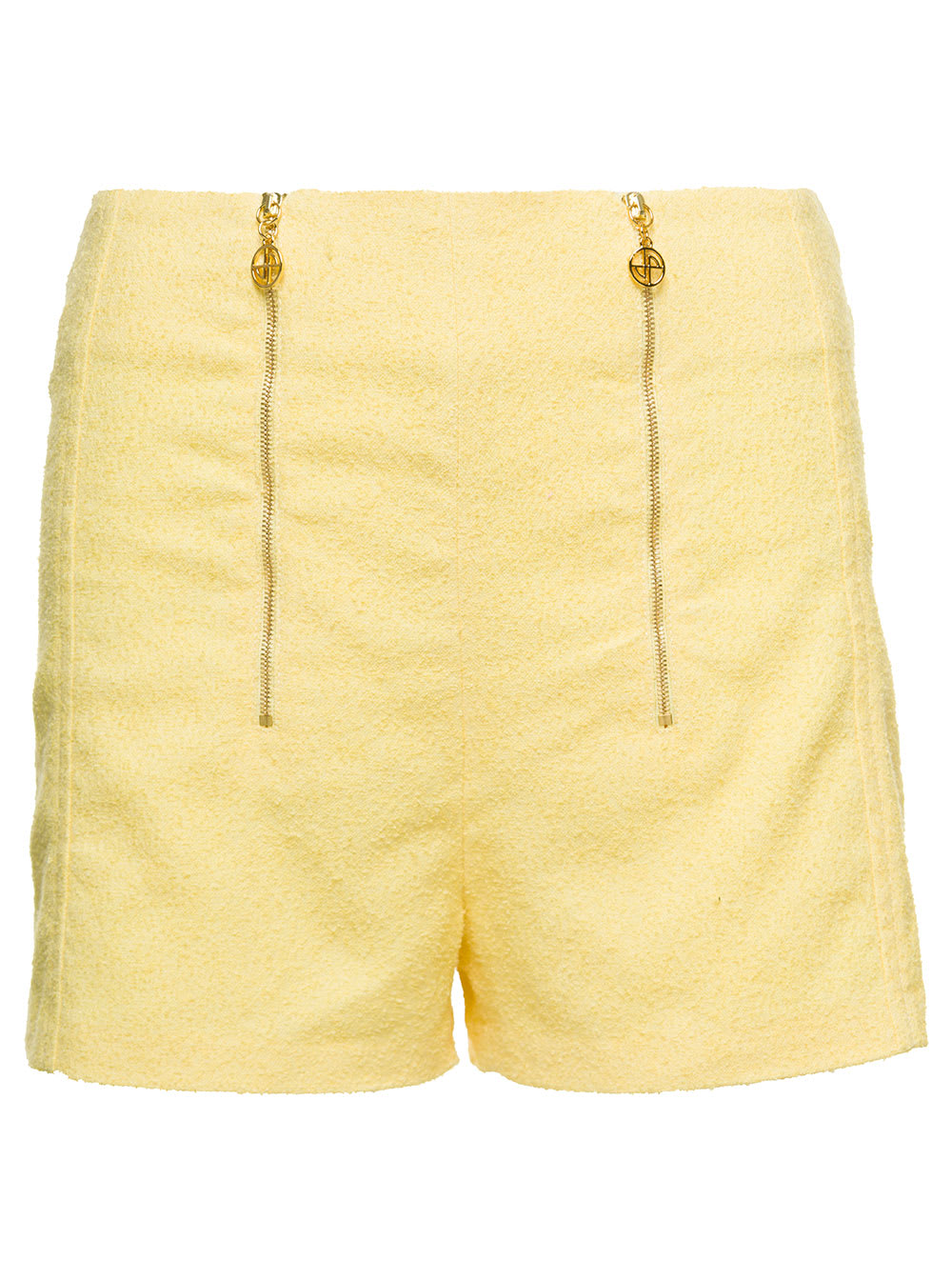 Shop Patou Yellow Tailored Shorts With Double Zip In Cotton Blend Woman