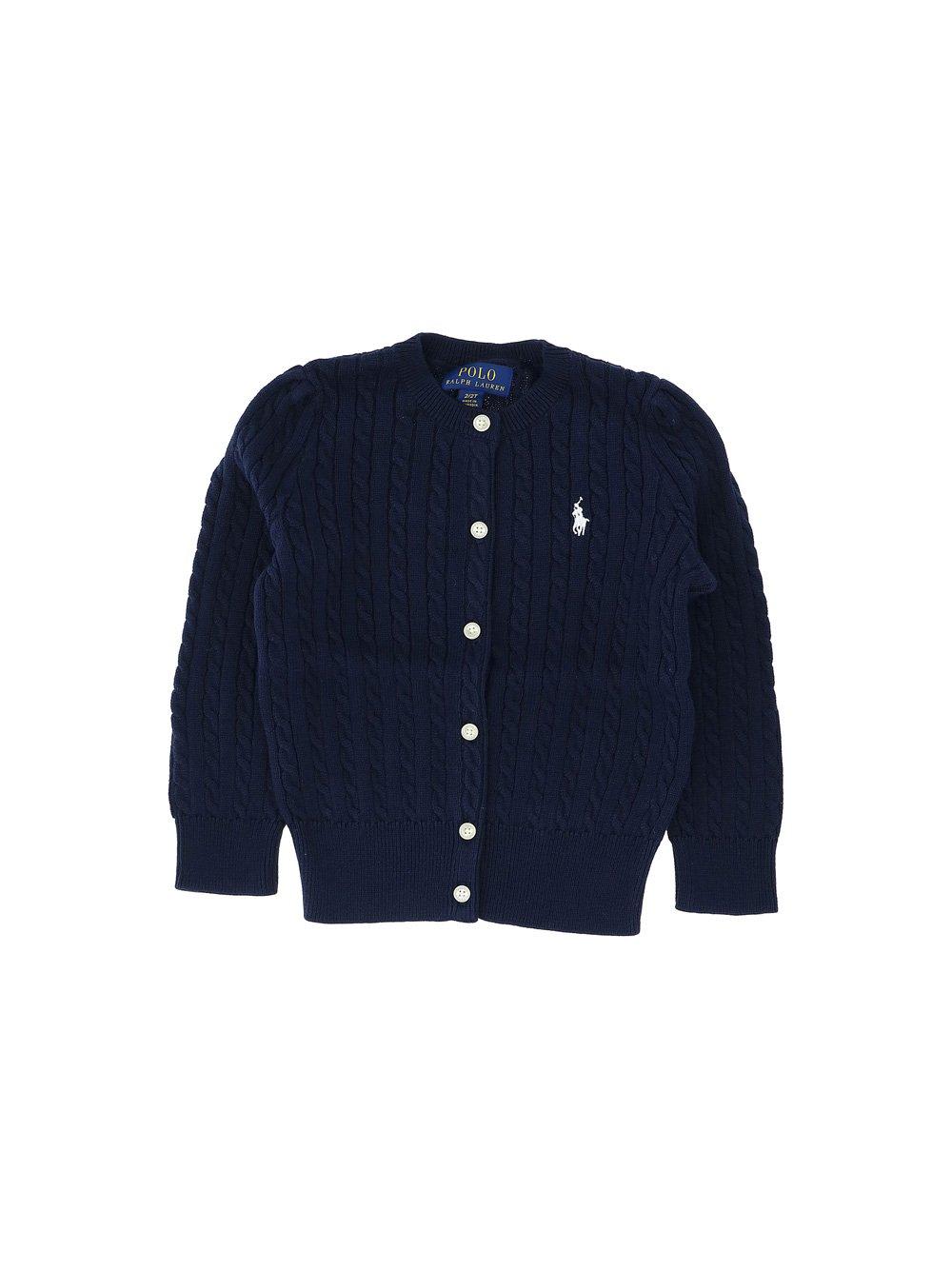Ralph Lauren Kids' Logo-embroidered Cable-knit Buttoned Cardigan In Blu