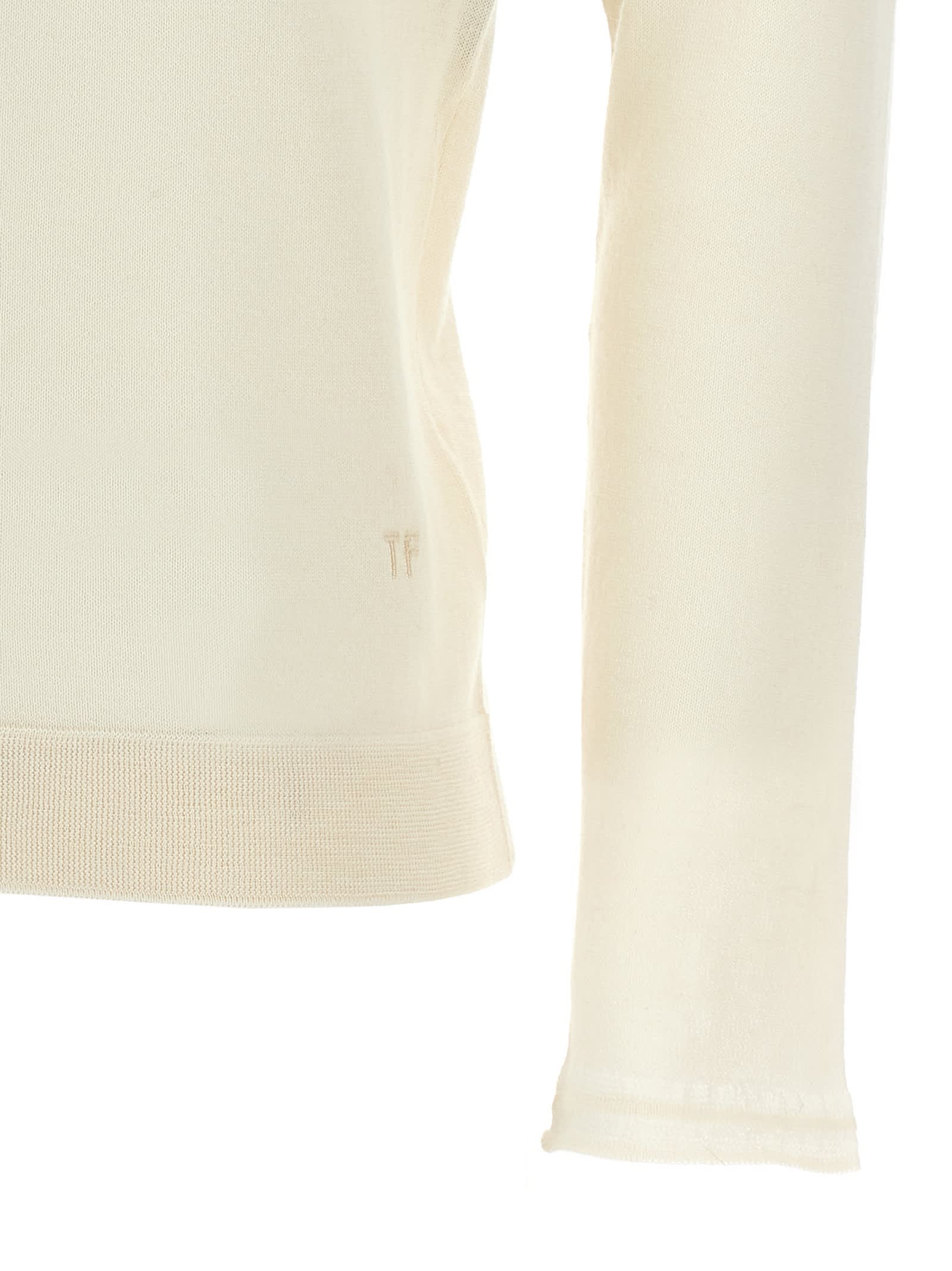 Shop Tom Ford Silk Cashmere Turtleneck Sweater In White