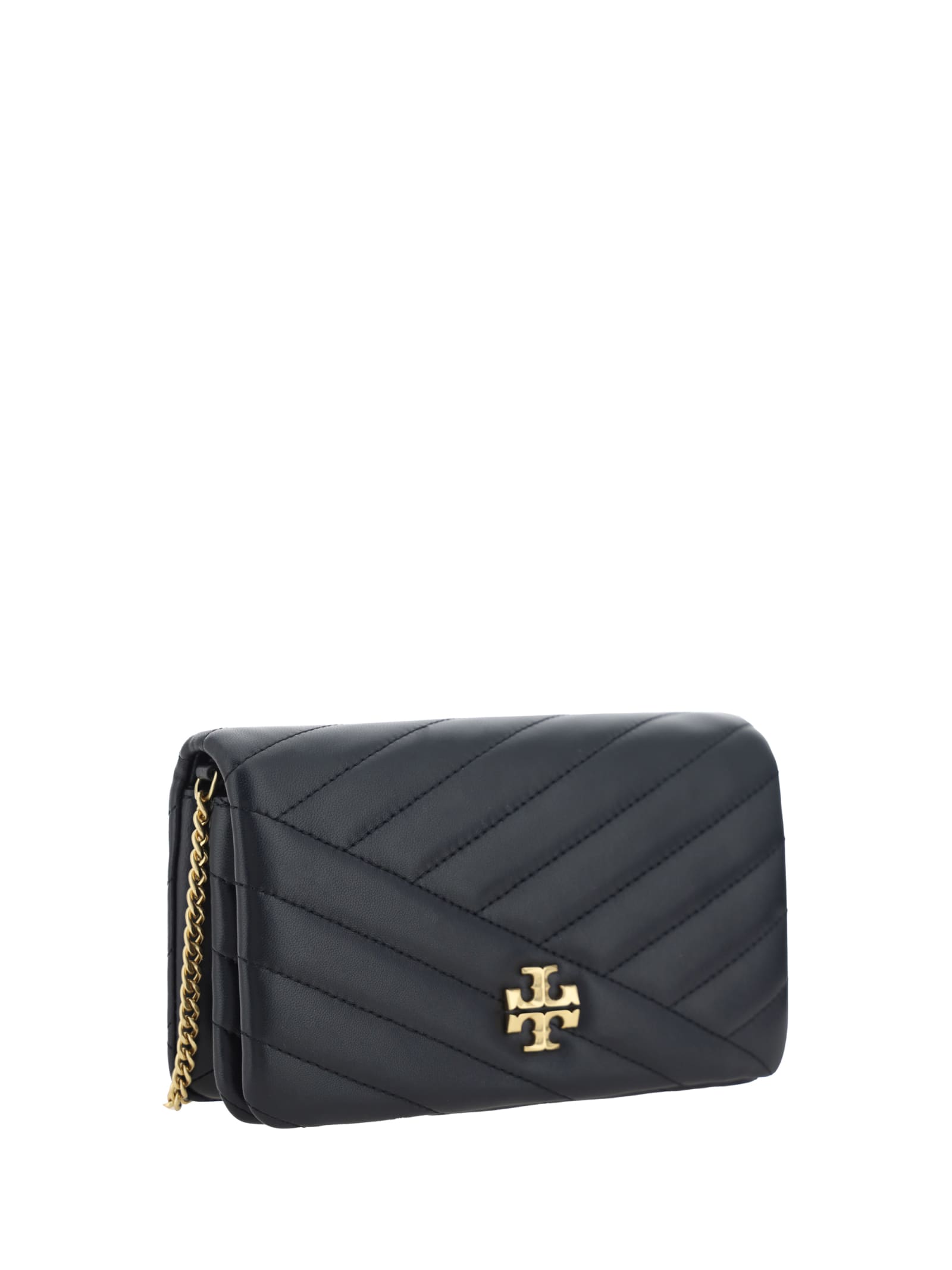 Shop Tory Burch Kira Chevron Shoulder Wallet In Black