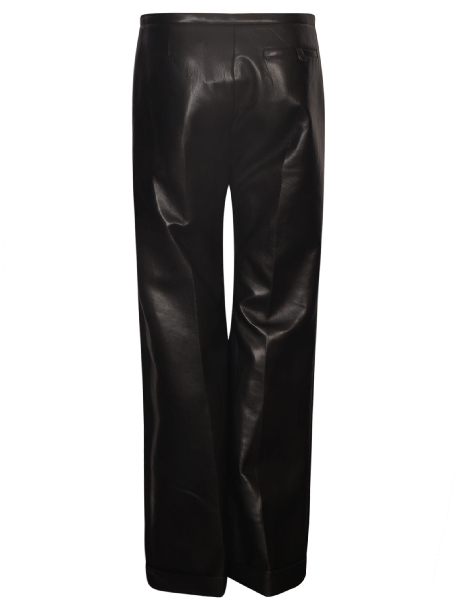 Shop Philosophy Di Lorenzo Serafini Straight Leg Plain Leather Trousers In Black