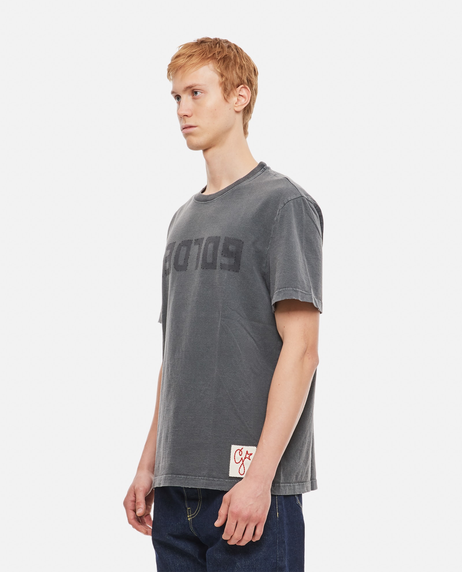 Shop Golden Goose Logo Cotton T-shirt In Grey