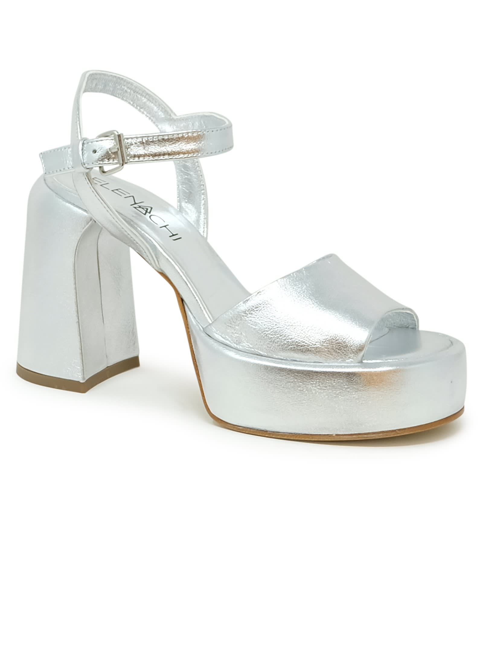 Shop Elena Iachi Leather Sandals In Silver