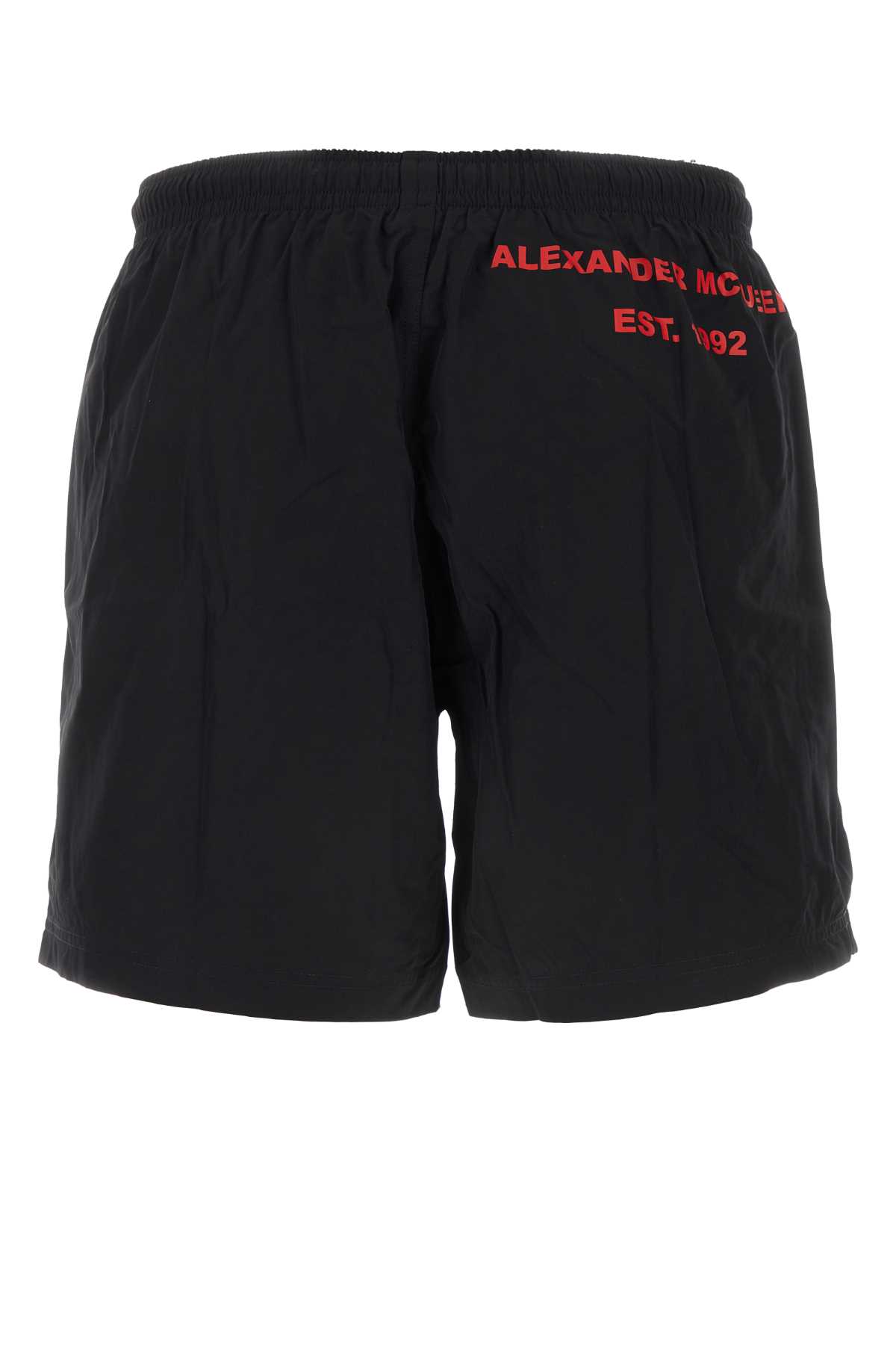 Shop Alexander Mcqueen Black Nylon Swimming Shorts In Blacklustred
