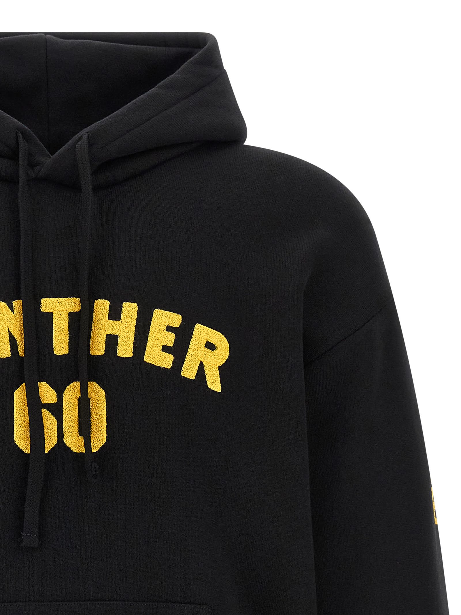 Valentino Hooded Sweatshirt With Front Pocket And Ribbed Hem In Black
