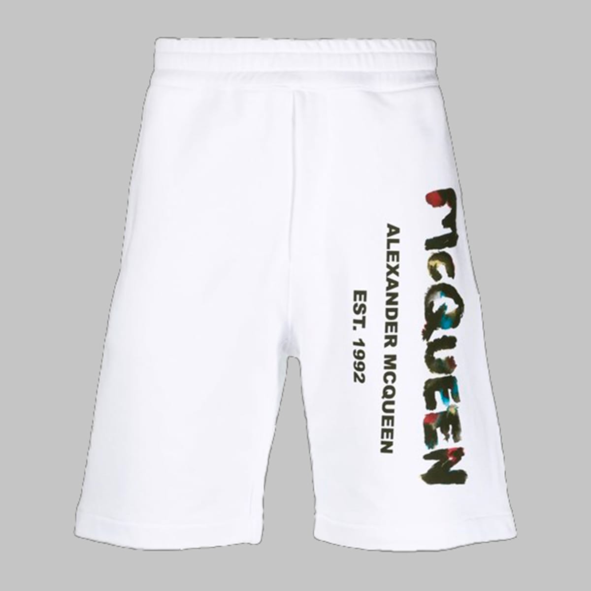 Shop Alexander Mcqueen White Cotton Logo Print Bermuda