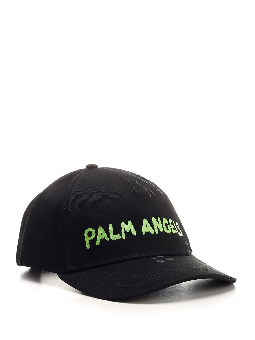 Shop Palm Angels Baseball Cap In Black/green Fluo
