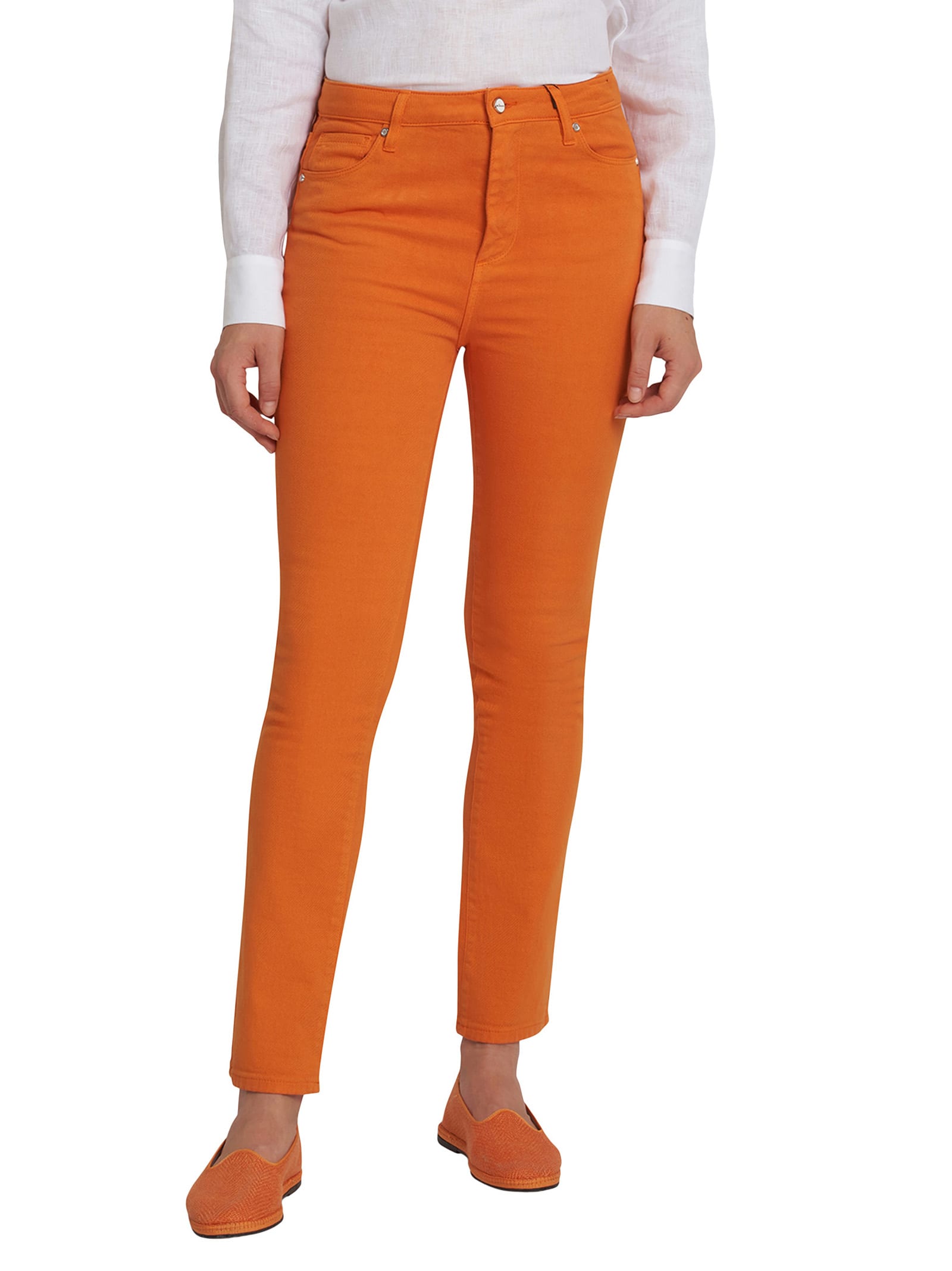 Shop Kiton Jns Trousers Cotton In Orange