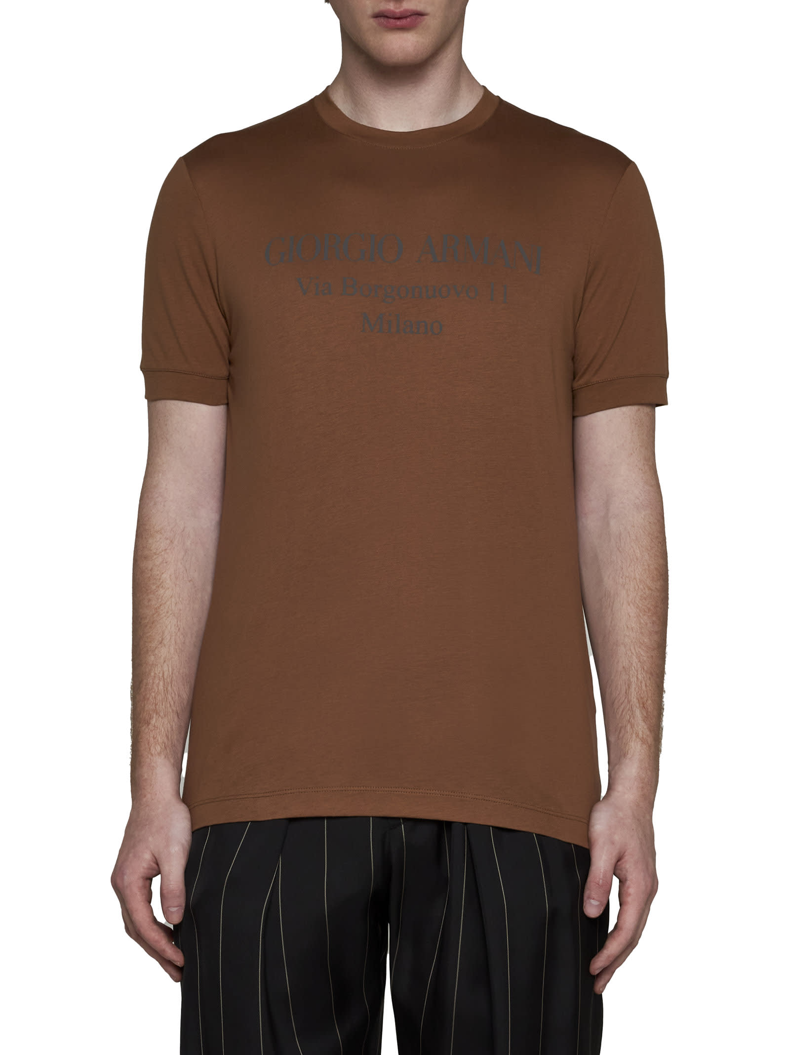 Shop Giorgio Armani T-shirt In Cognac