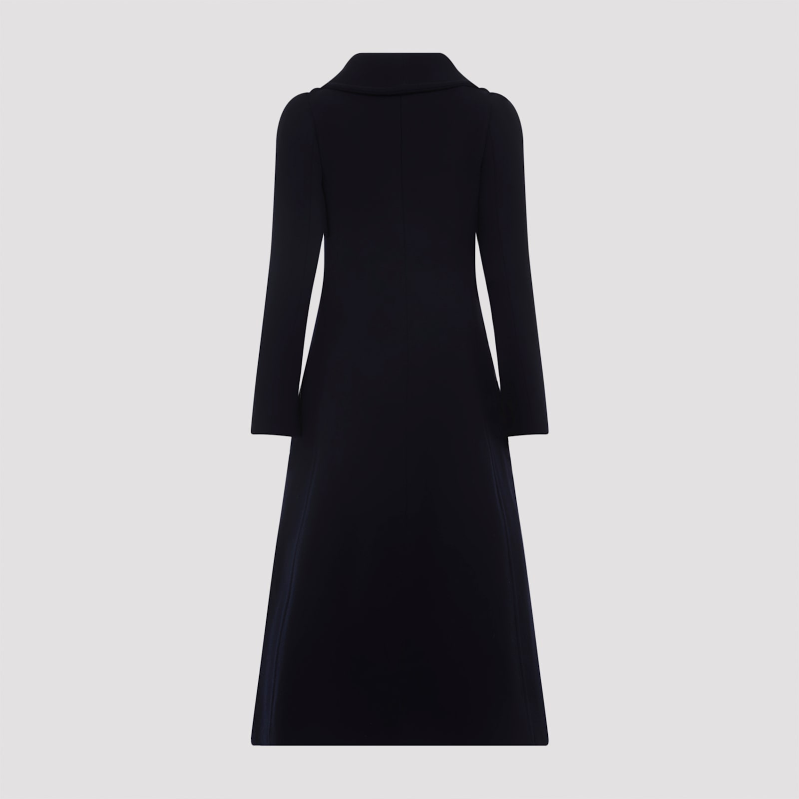 Alaïa Navy Blue Wool Curved Coat In Blue