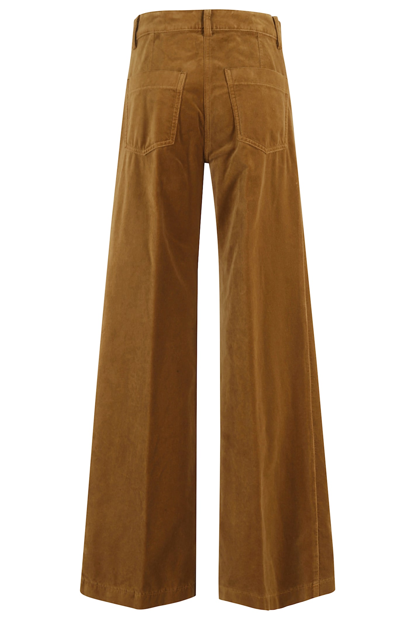 Aspesi High-waisted Wide-leg Pants In Soft Velvet In Brown