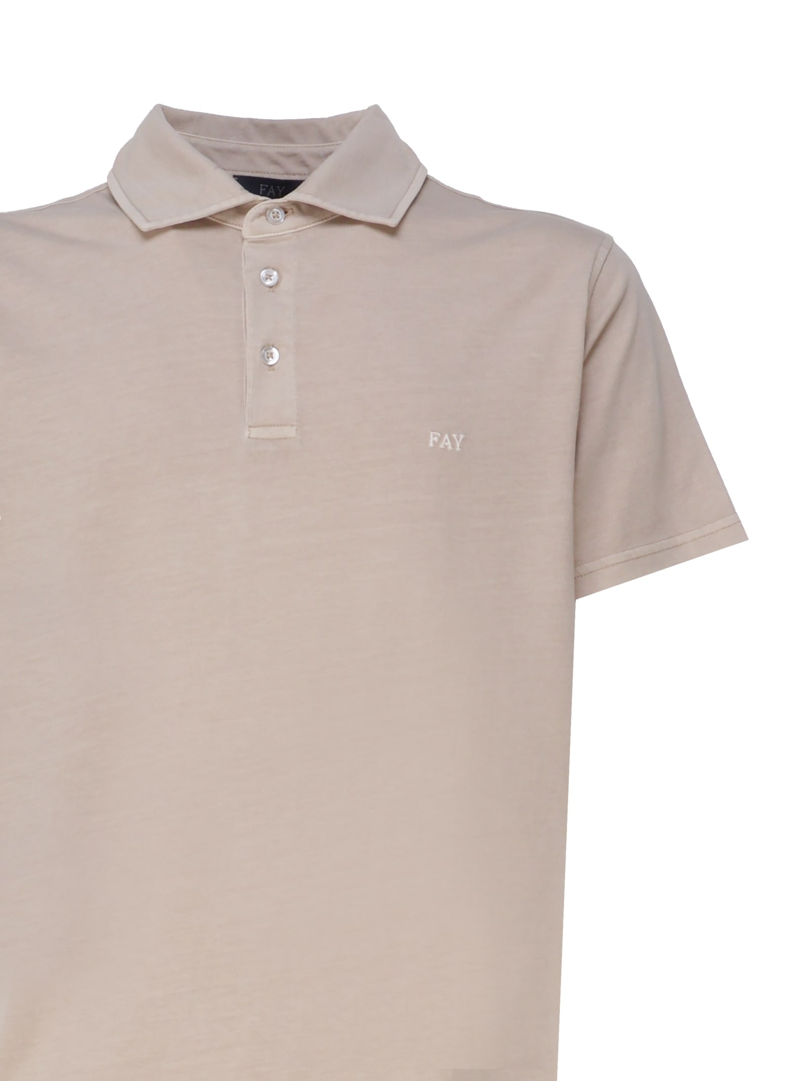 Shop Fay Polo T-shirt In Cotton Polo Shirt In Sabbia