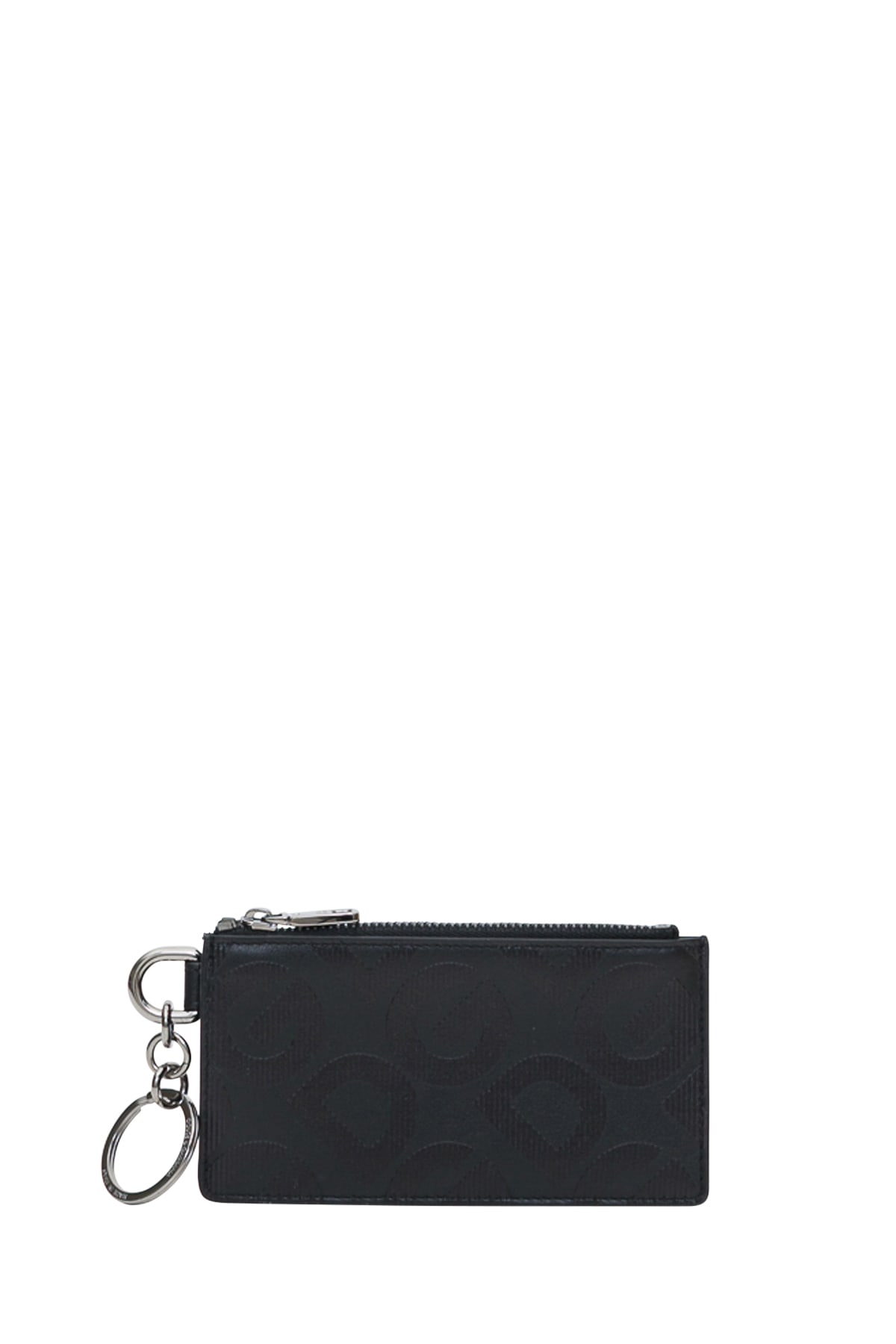 Dolce & Gabbana Logo Embossed Zip Card Holder In Nero
