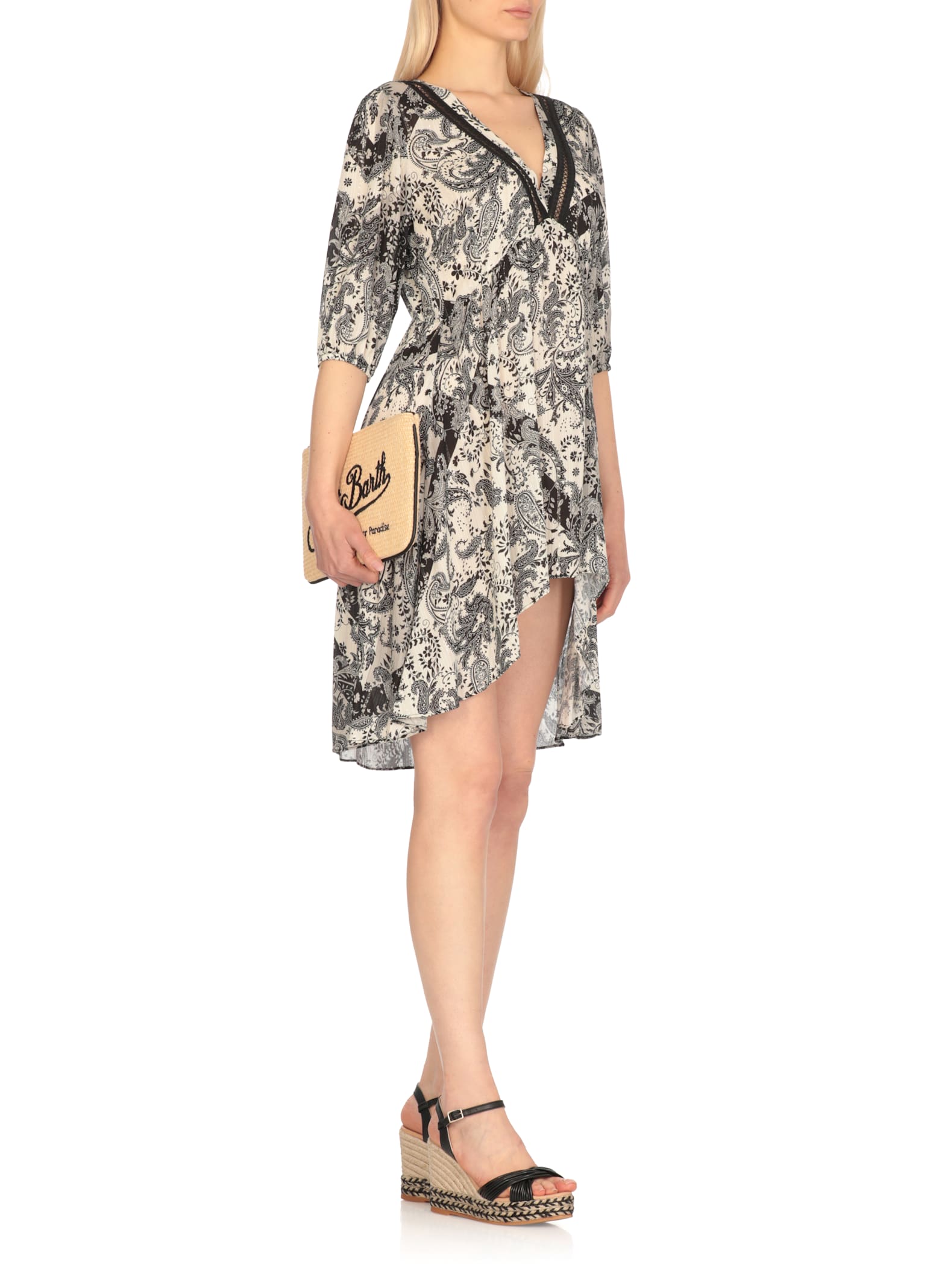 Miss Bikini Ivory Viscose Dress With Lurex Detailing