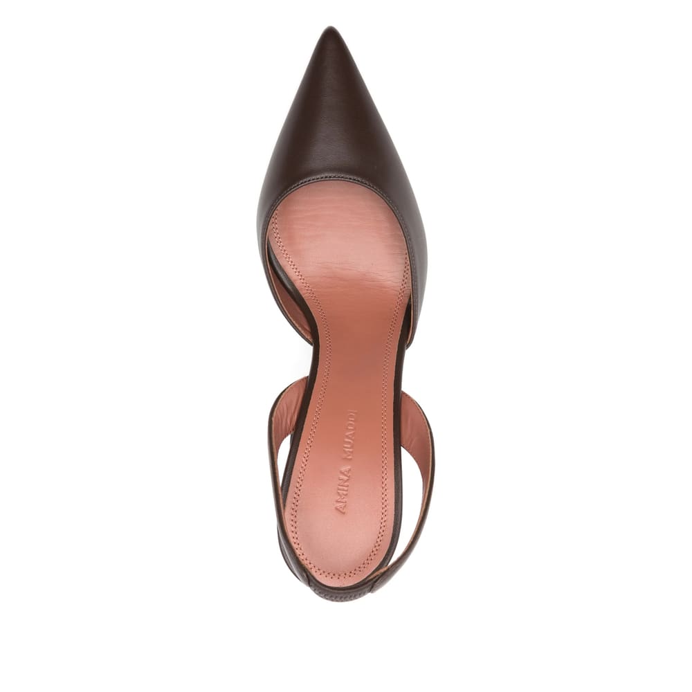 Amina Muaddi 95mm Holli Pointed Slingback Pumps In Brown