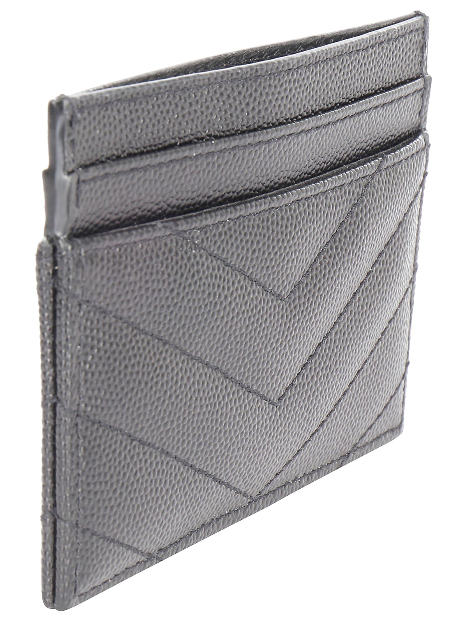 Saint Laurent Cassandre Matelassè Card Holder In Black