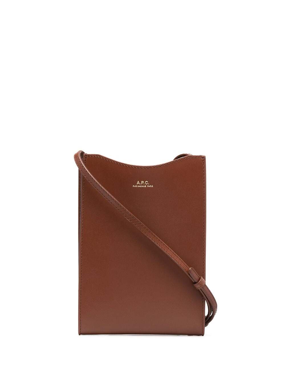 A.p.c. Jamie Brown Leather Crossbody Bag With Logo Woman ModeSens