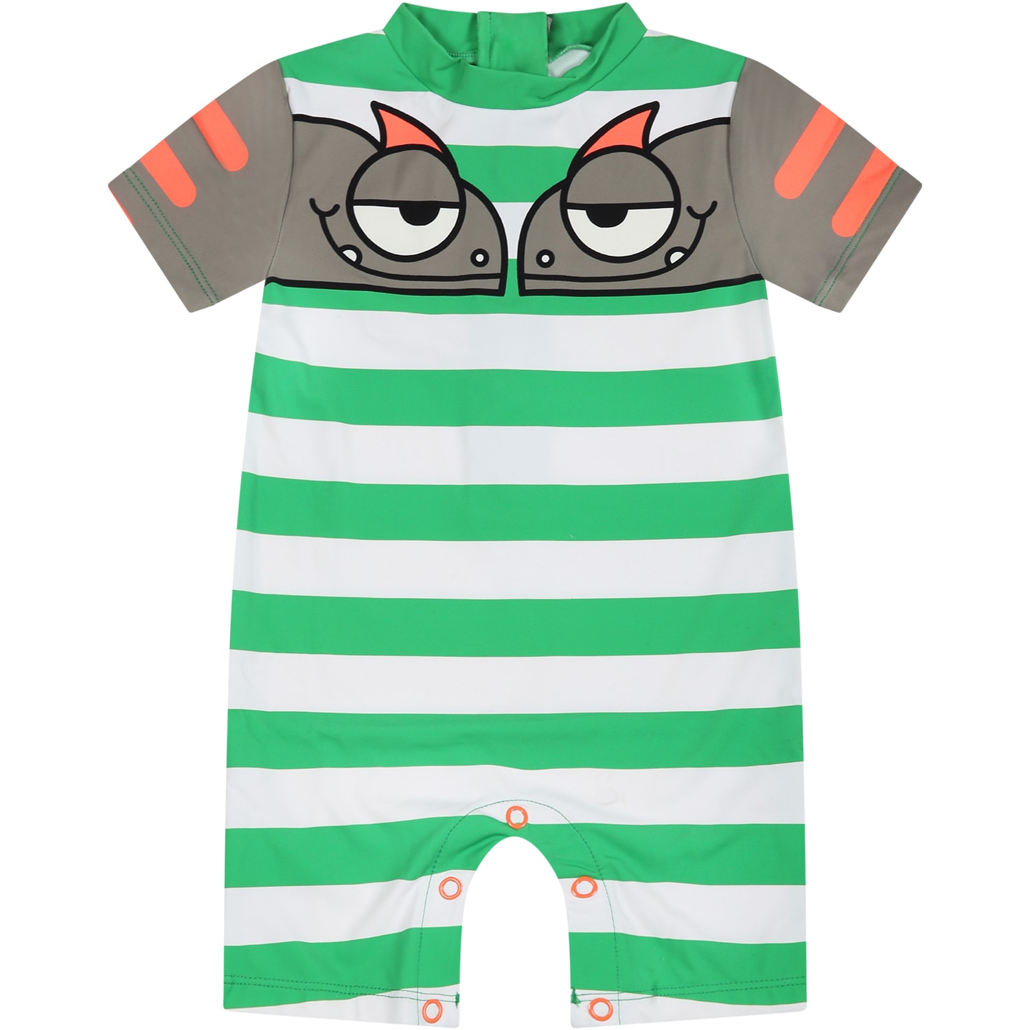 Stella Mccartney Multicolor Romper For Baby Boy With Gecko Print