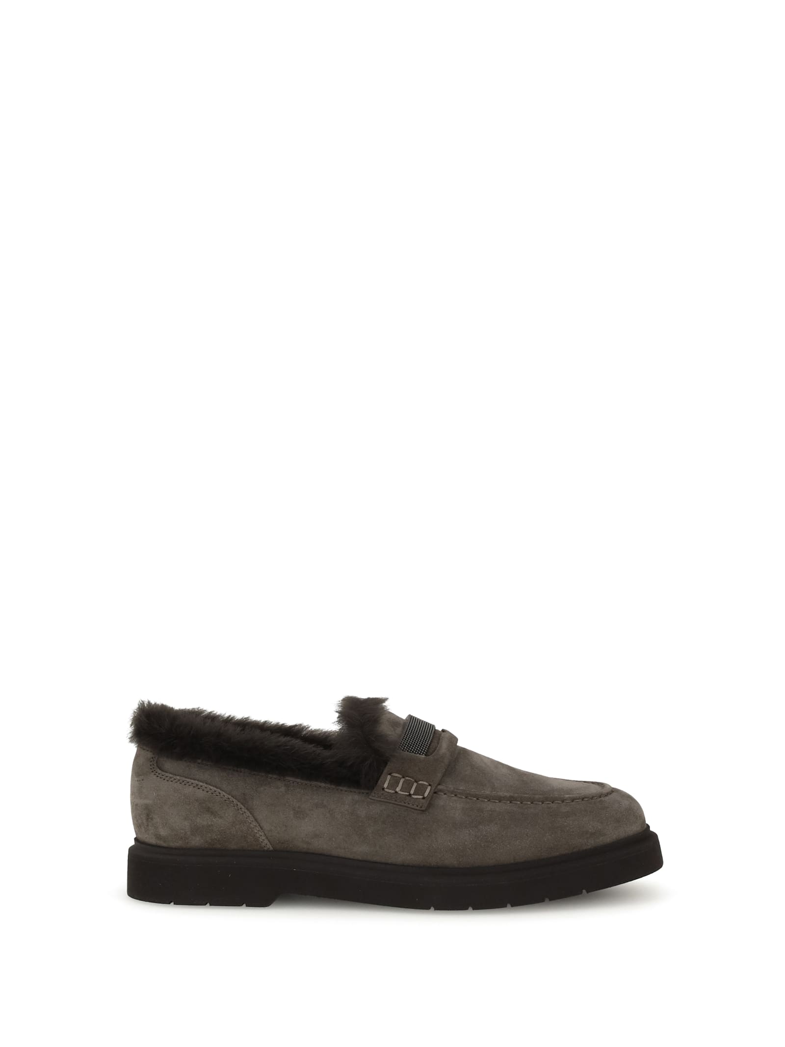 Brunello Cucinelli Women Furry Loafers In Black