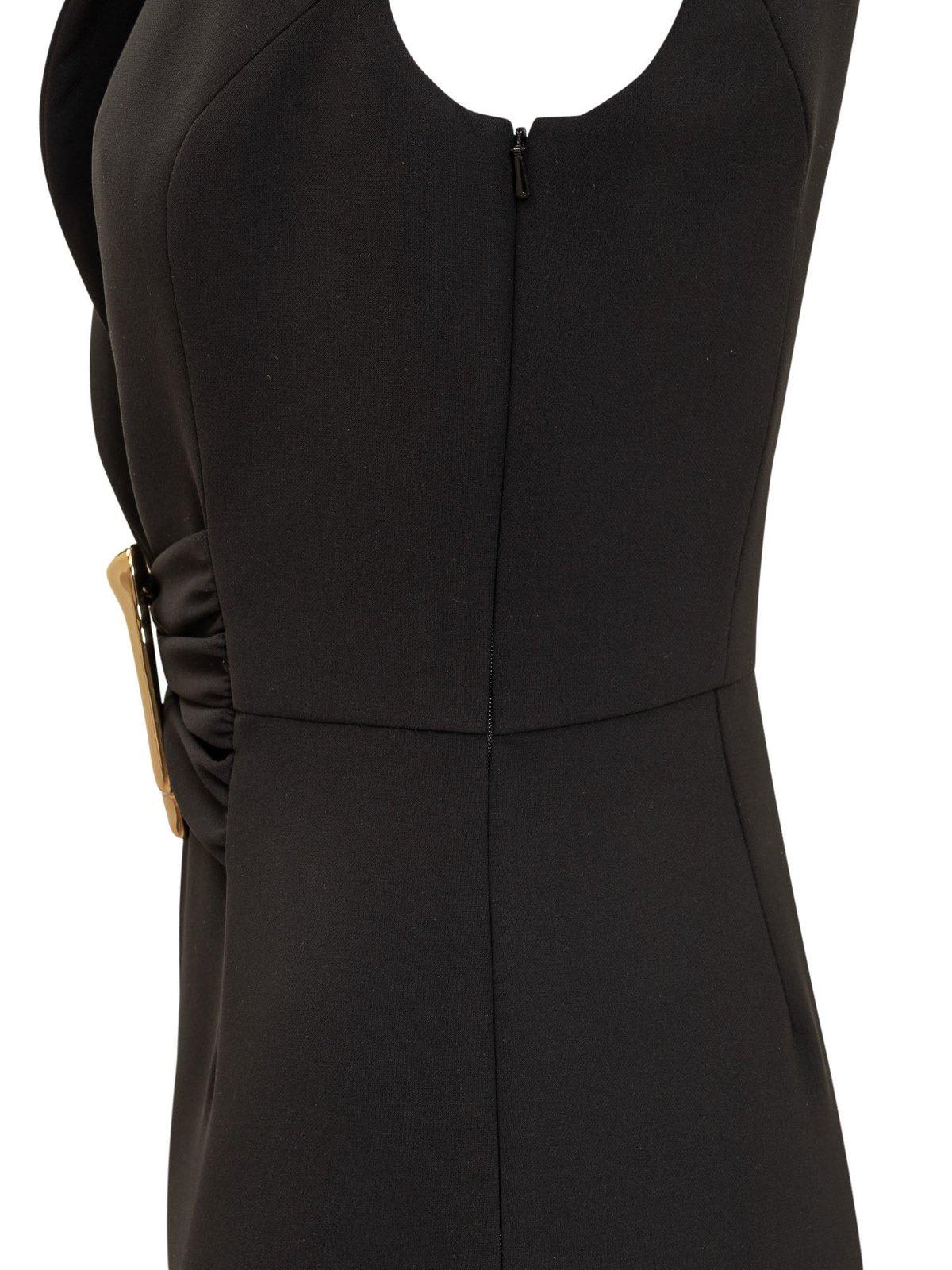 Shop Moschino Plunging V-neck Darted Waist Jumpsuit In Black