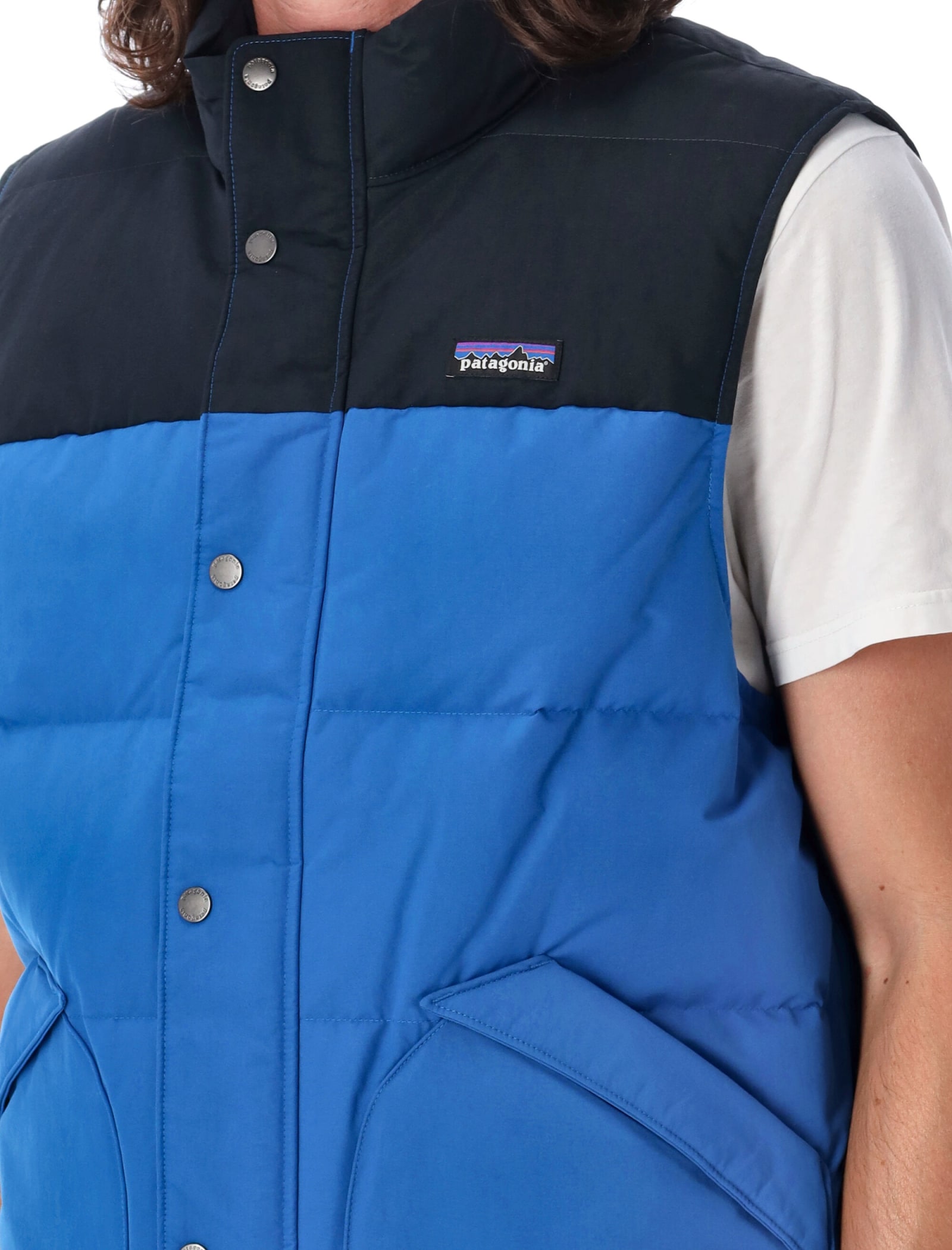 Shop Patagonia Downdrift Vest In Endless Blue