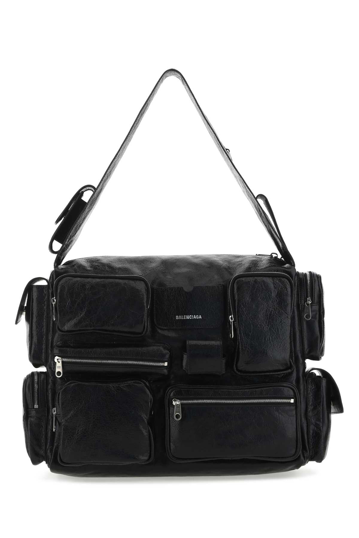 Black Leather Large Supebusy Shoulder Bag