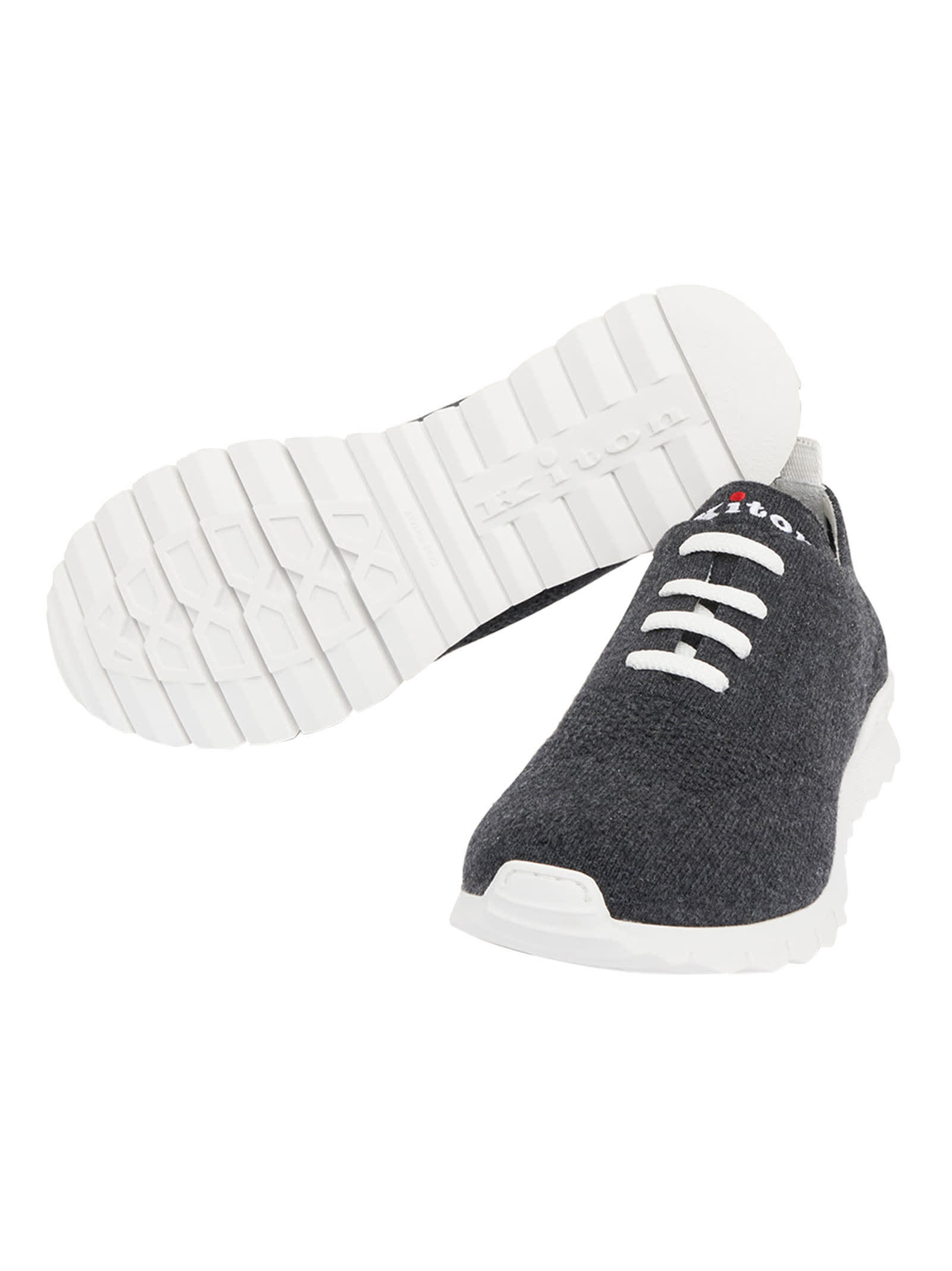 Shop Kiton Sneakers Shoes Cashmere In Anthracite Grey