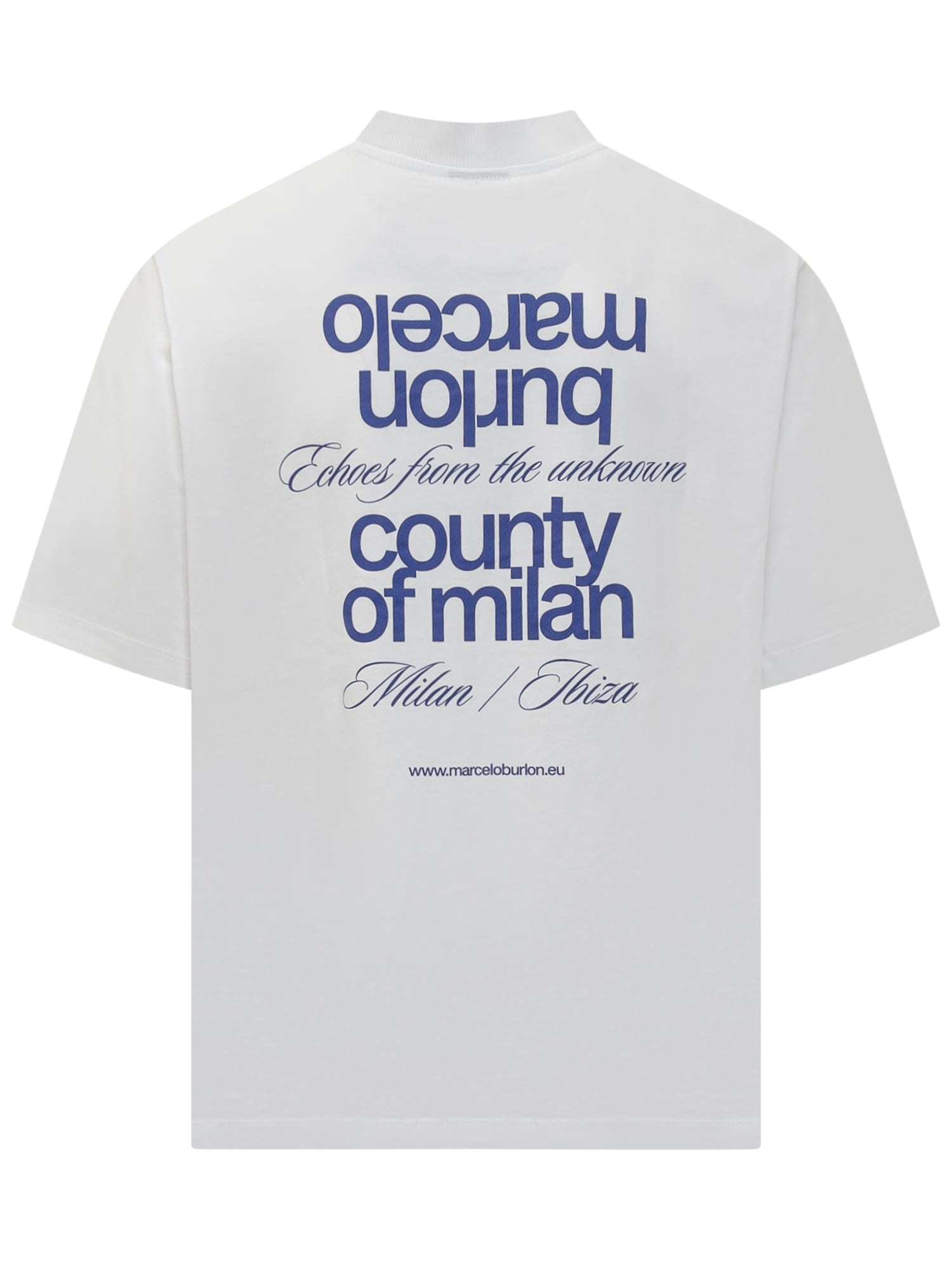 Shop Marcelo Burlon County Of Milan Mbcm Slogan T-shirt In White Blue