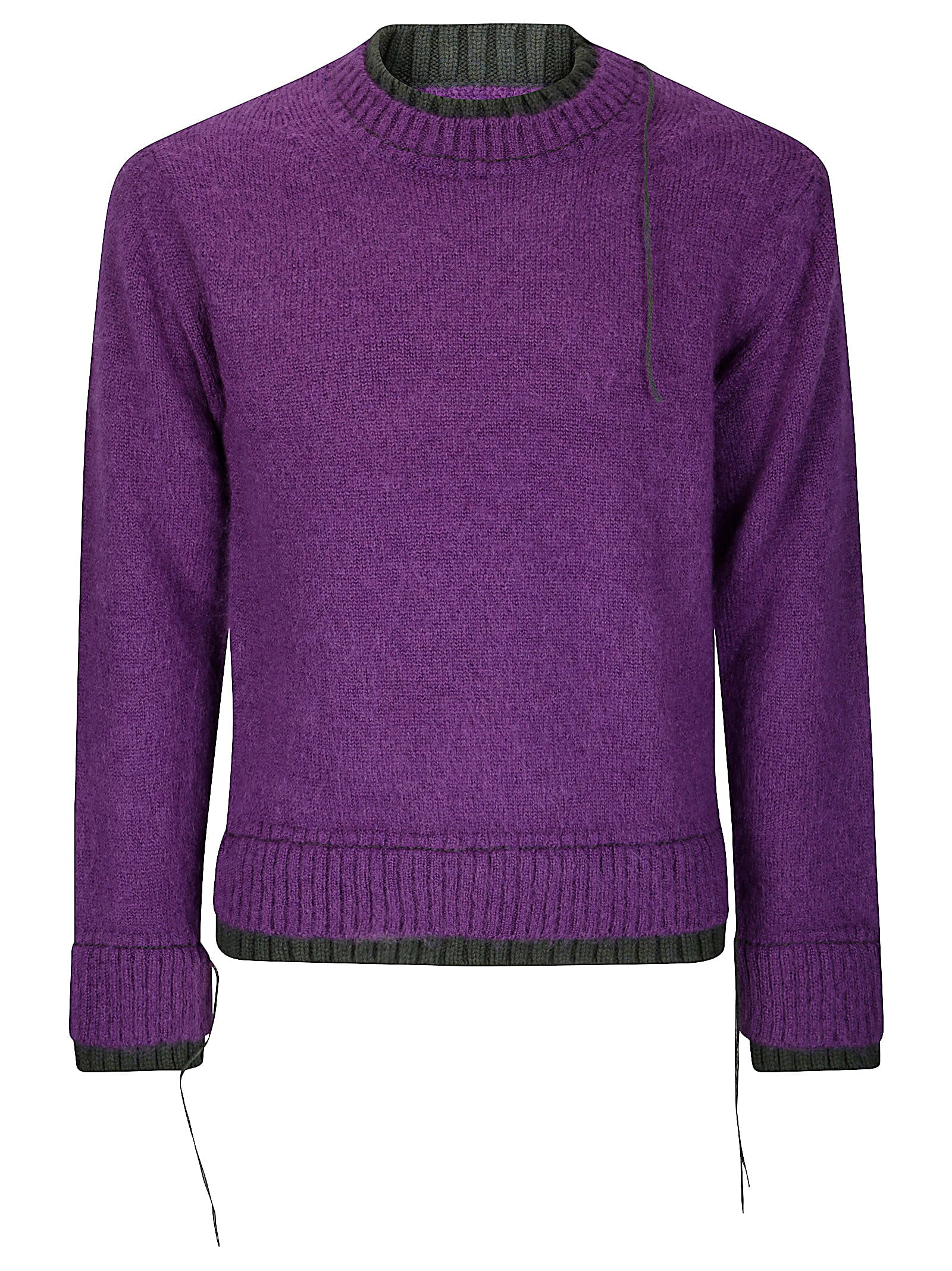 Sacai Men's Mohair Knit Layered Crewneck Sweater In Purple