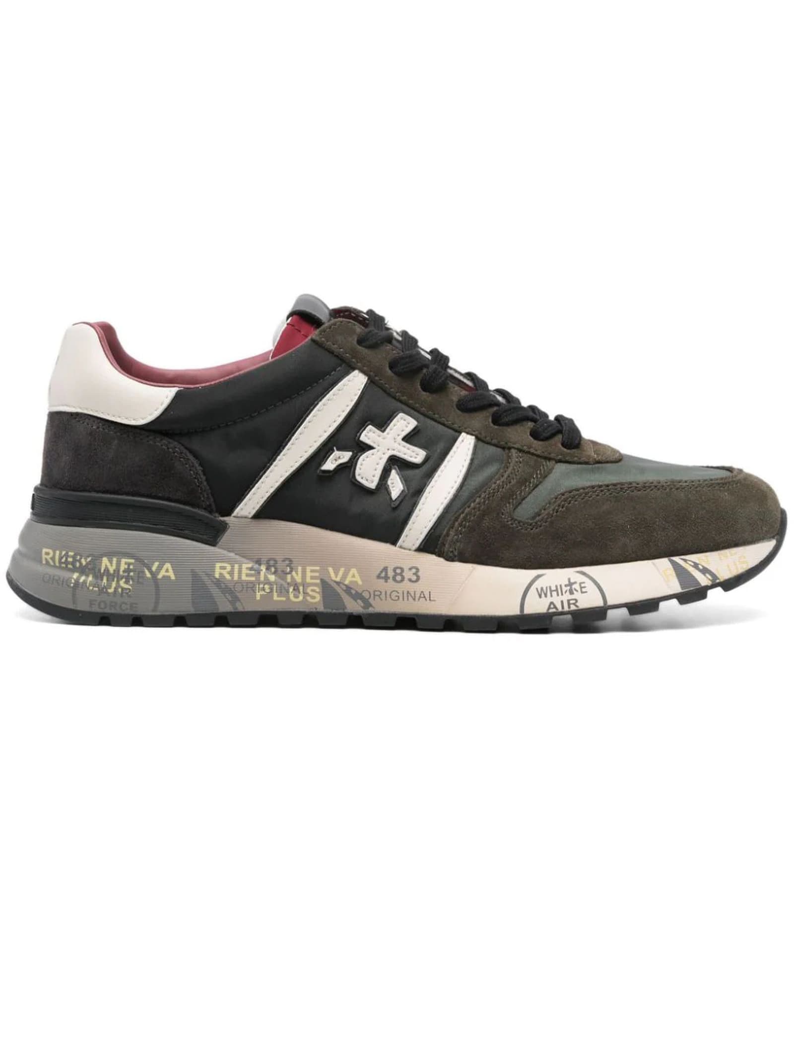 Shop Premiata Olive Green Lander Sneakers