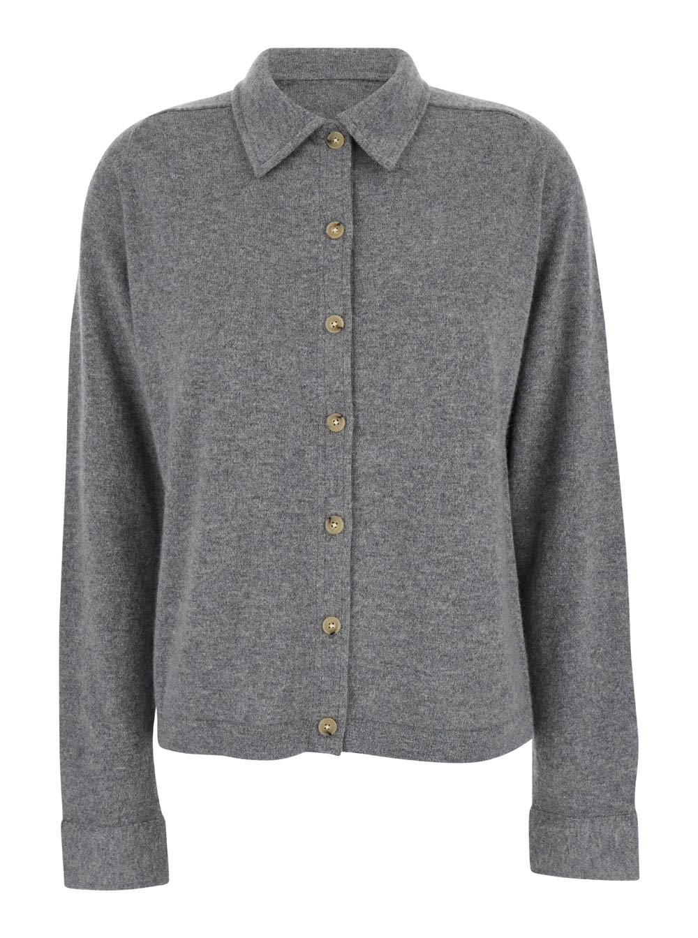 Totême Grey Shirt With Raglan Sleeves In Cashmere Woman In Gray