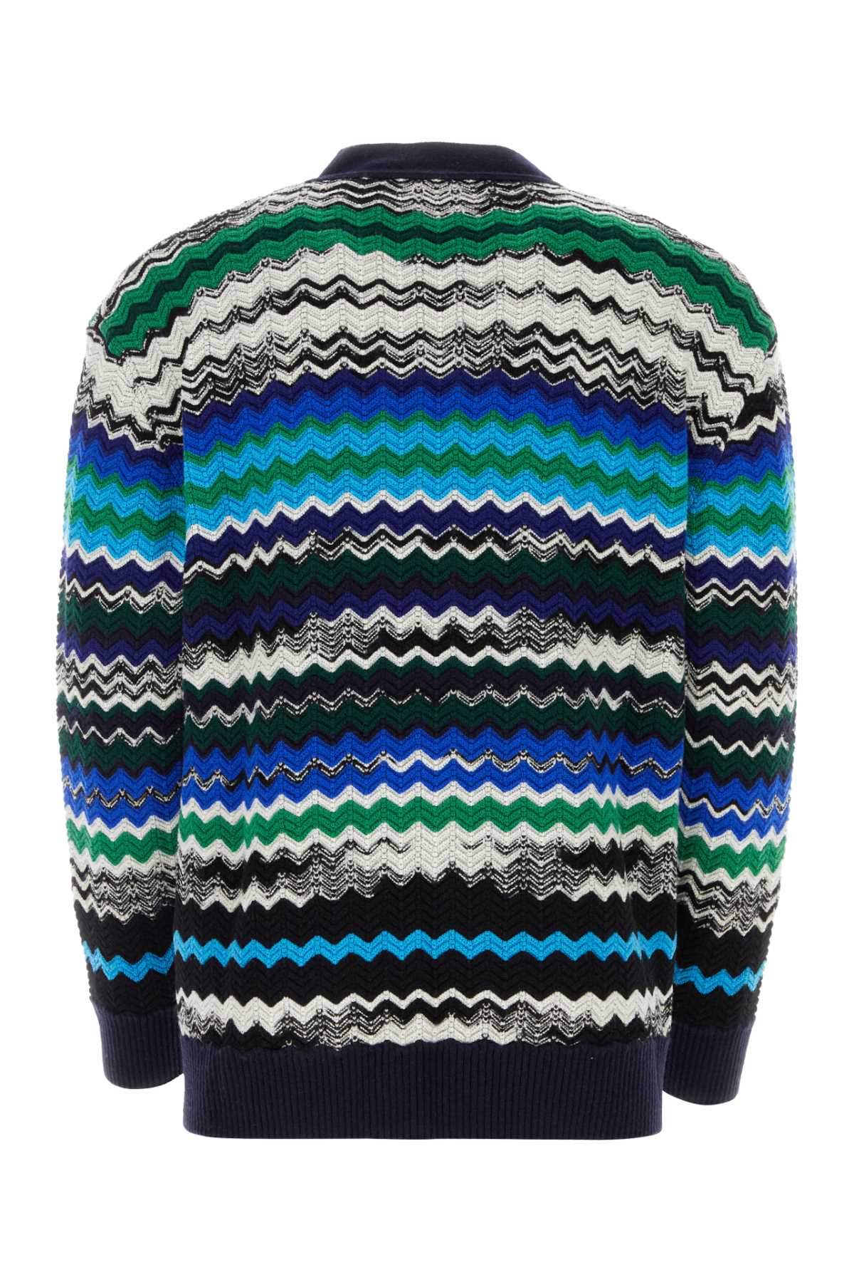 Shop Missoni Embroidered Stretch Wool Blend Cardigan In Blueblackgreenwhite