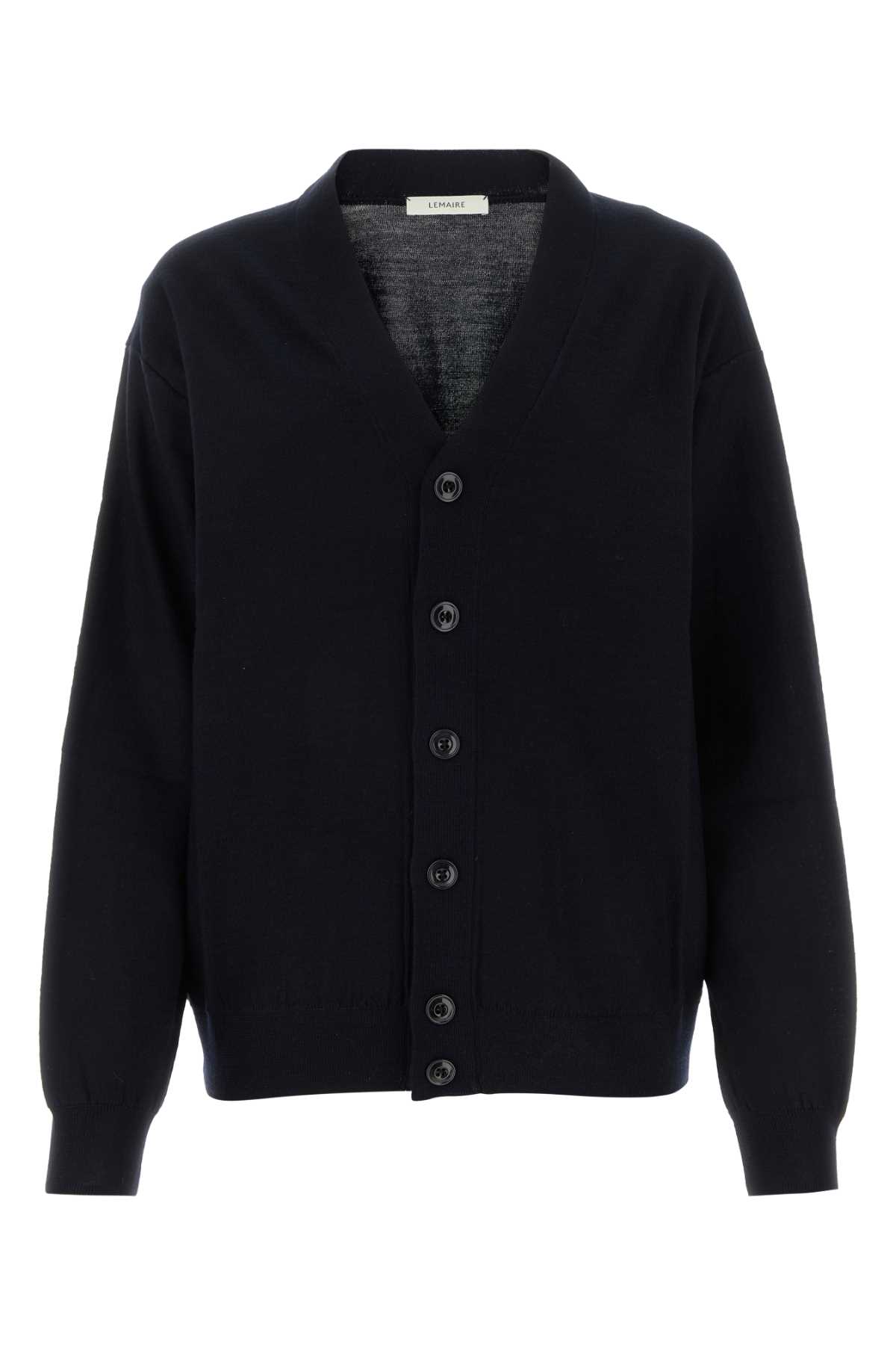 Shop Lemaire Navy Blue Acrylic Blend Cardigan In Darknavy