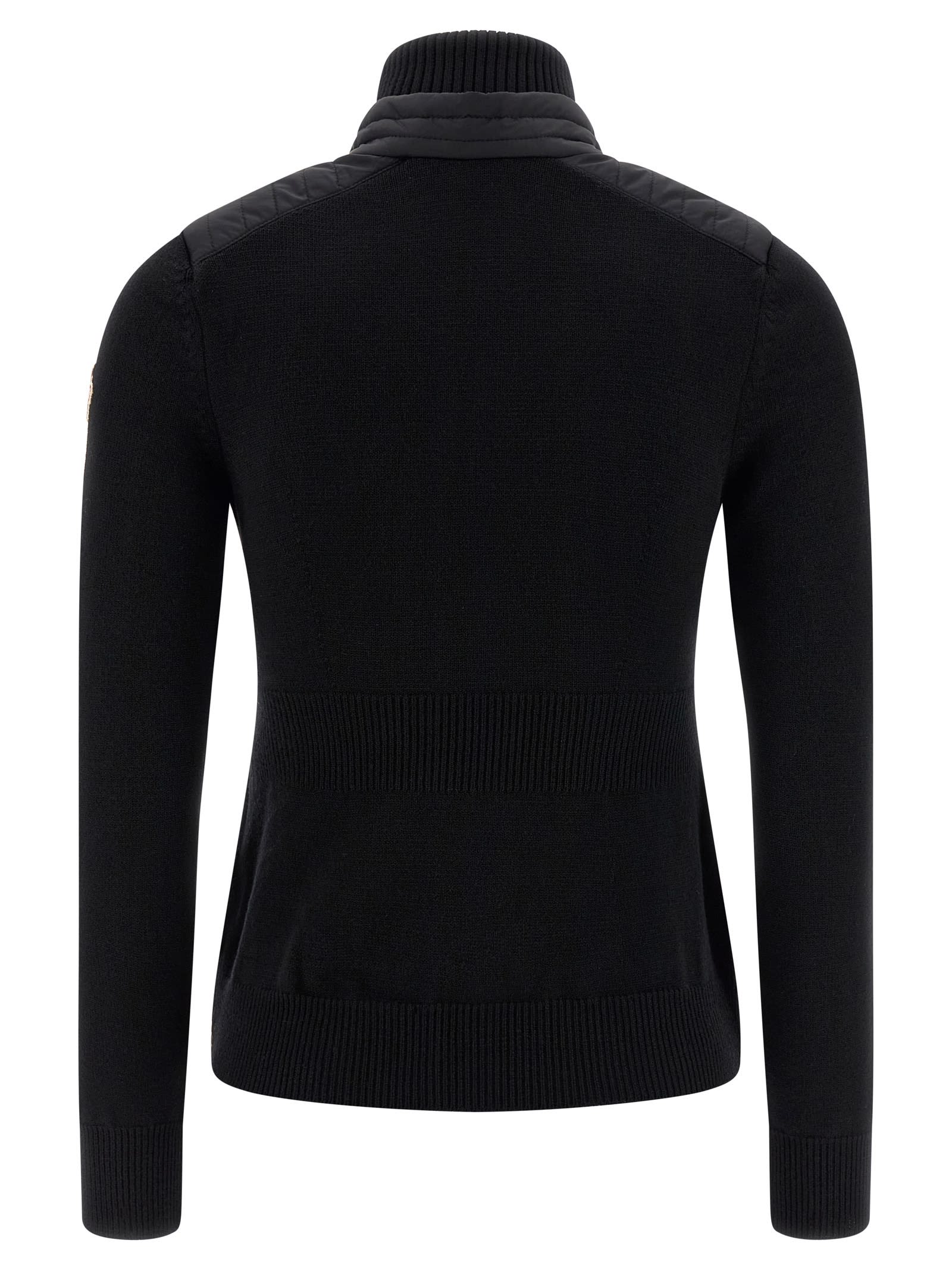 Moncler Quilted Cardigan Featuring Ribbed Collar And Cuffs In Black