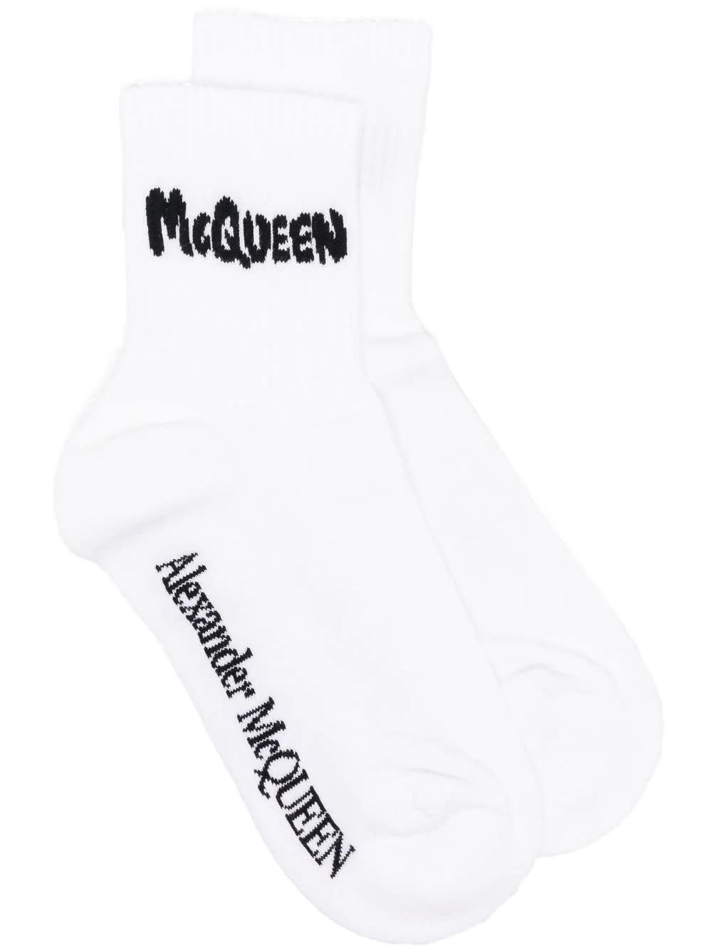 White Mcqueen Graffiti Socks