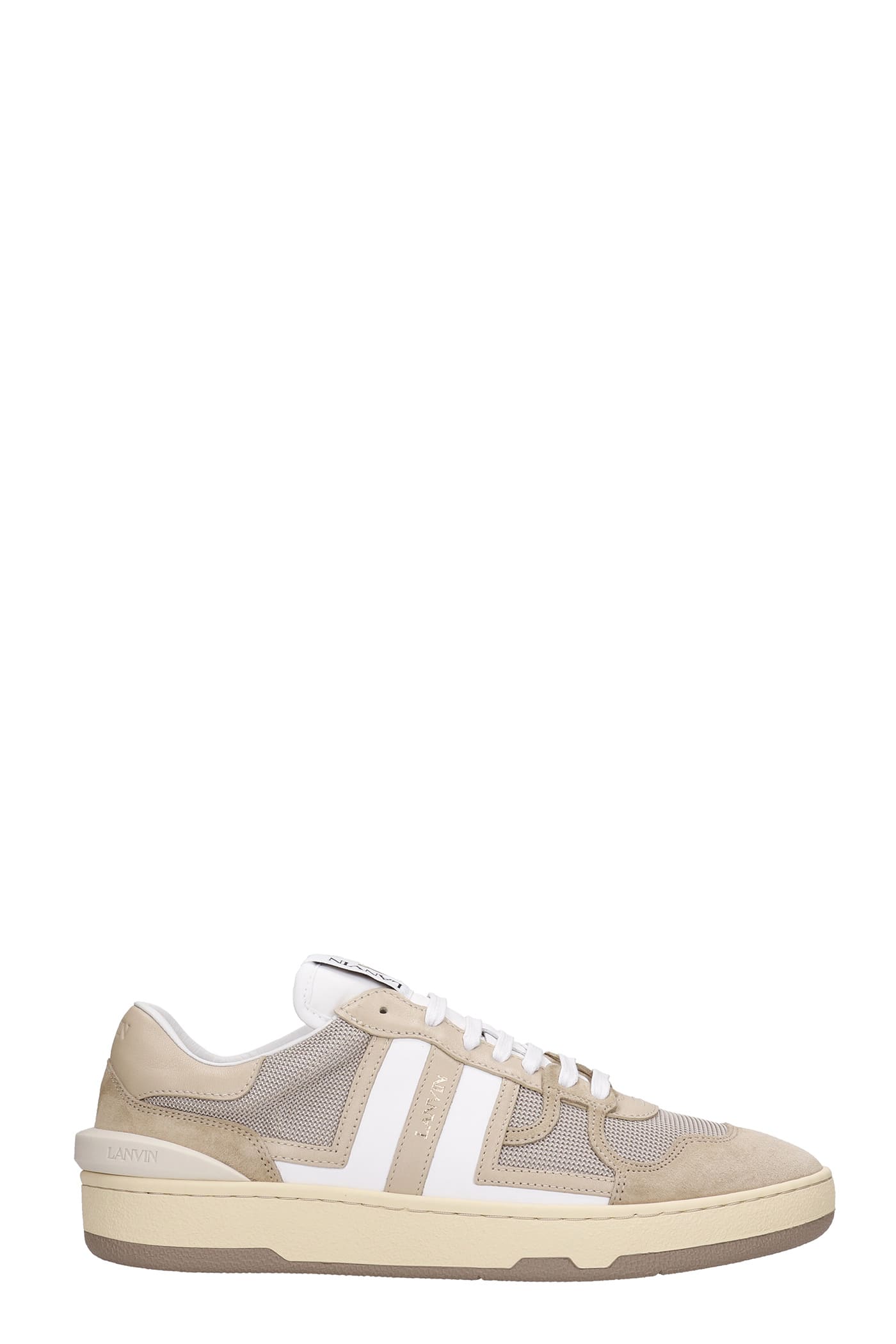 Lanvin Clay Sneakers In Beige Suede And Leather