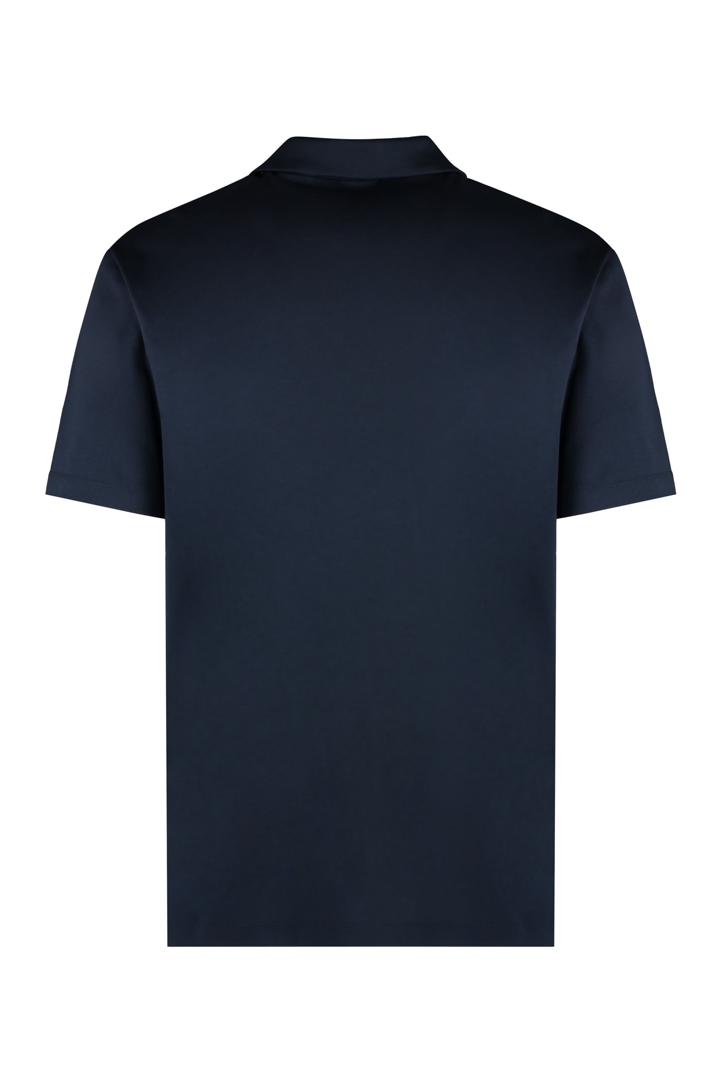 Shop Giorgio Armani Short Sleeve Cotton Polo Shirt In Blue