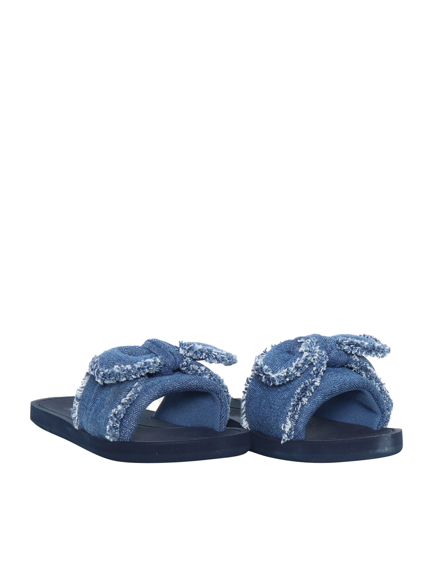 Shop Michael Kors Low Denim Slippers In Blue