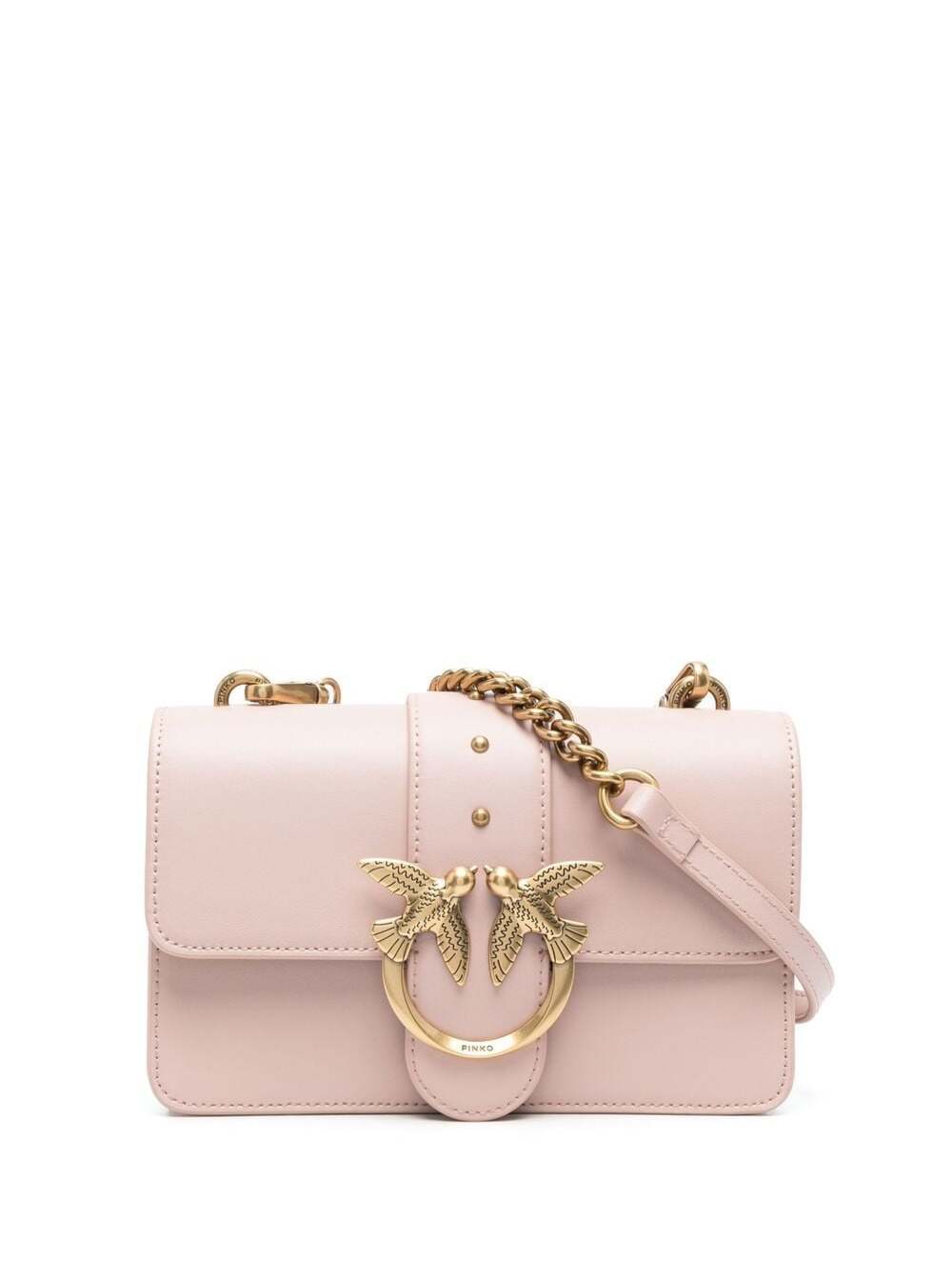 Pinko Love Mini Simple Pink Leather Crossbody Bag Pinko Woman