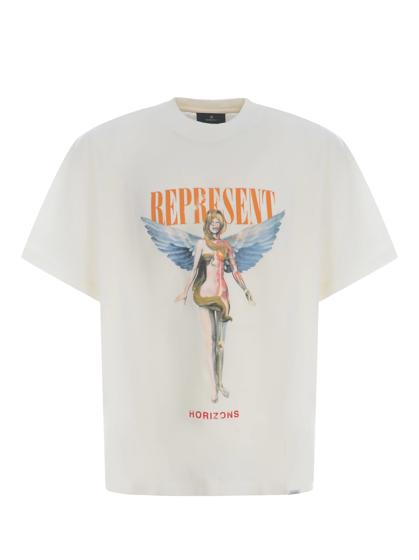 Shop Represent T-shirt  Rebors In Angel Black Made Of Cotton In Bianco