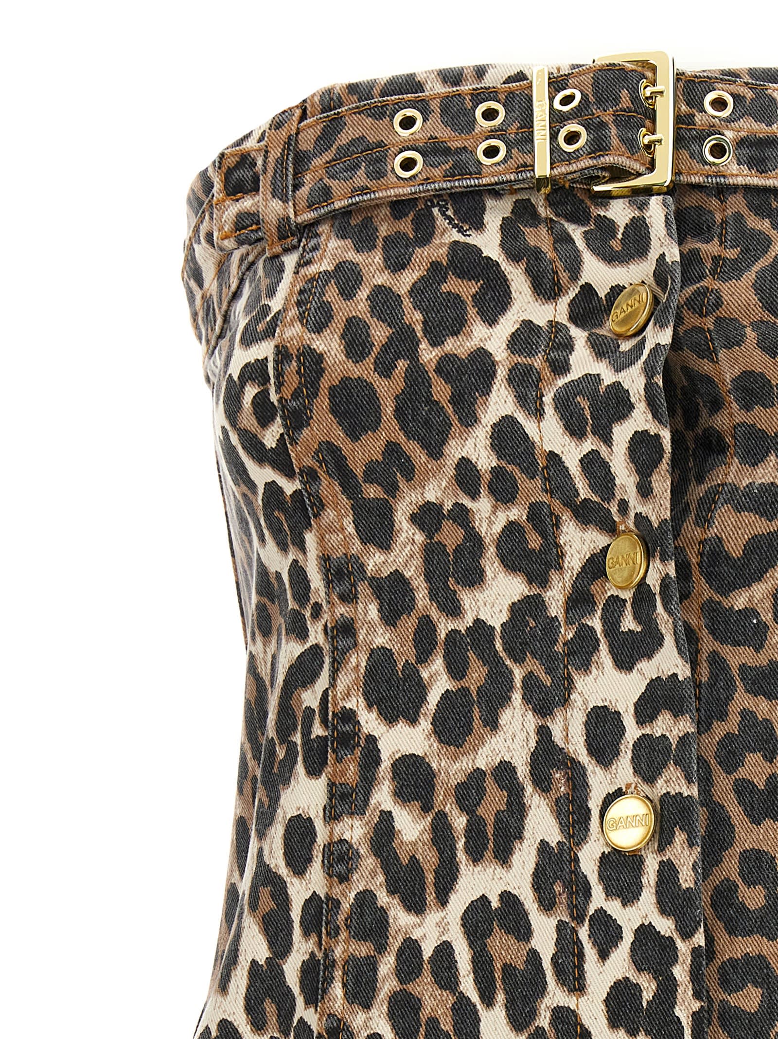 Shop Ganni Leopard Top In Multicolor