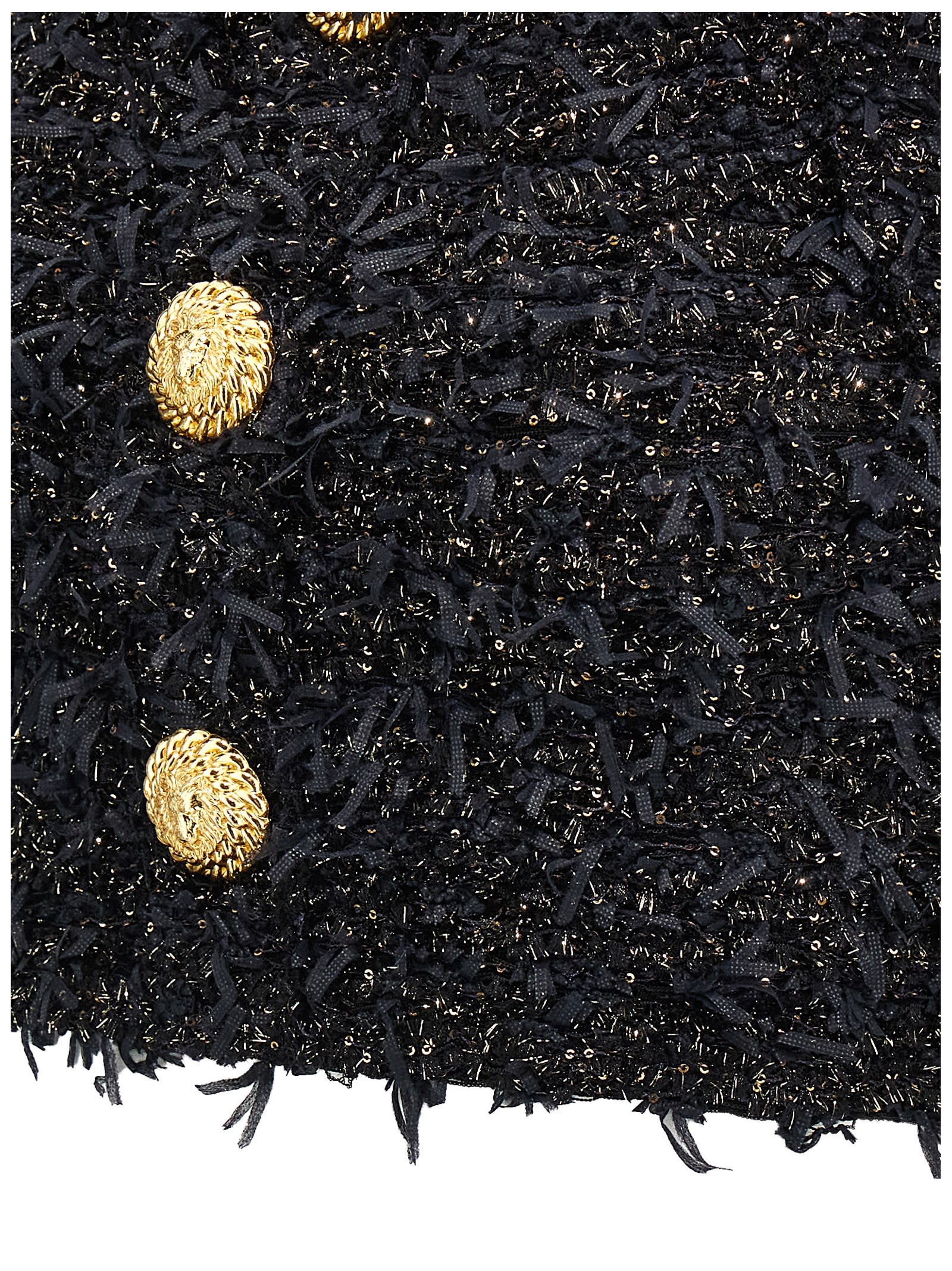 Balmain Women Tweed Cropped Top In Black