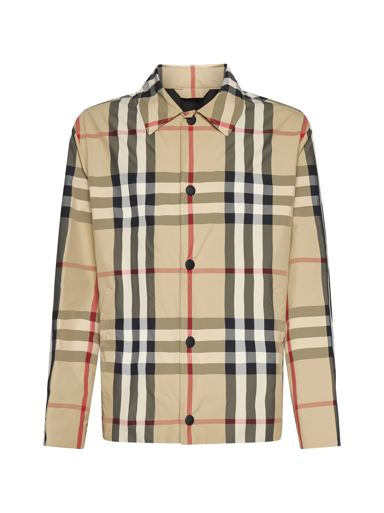 Burberry Check-pattern Shirt Jacket In Archive Beige Ip Chk