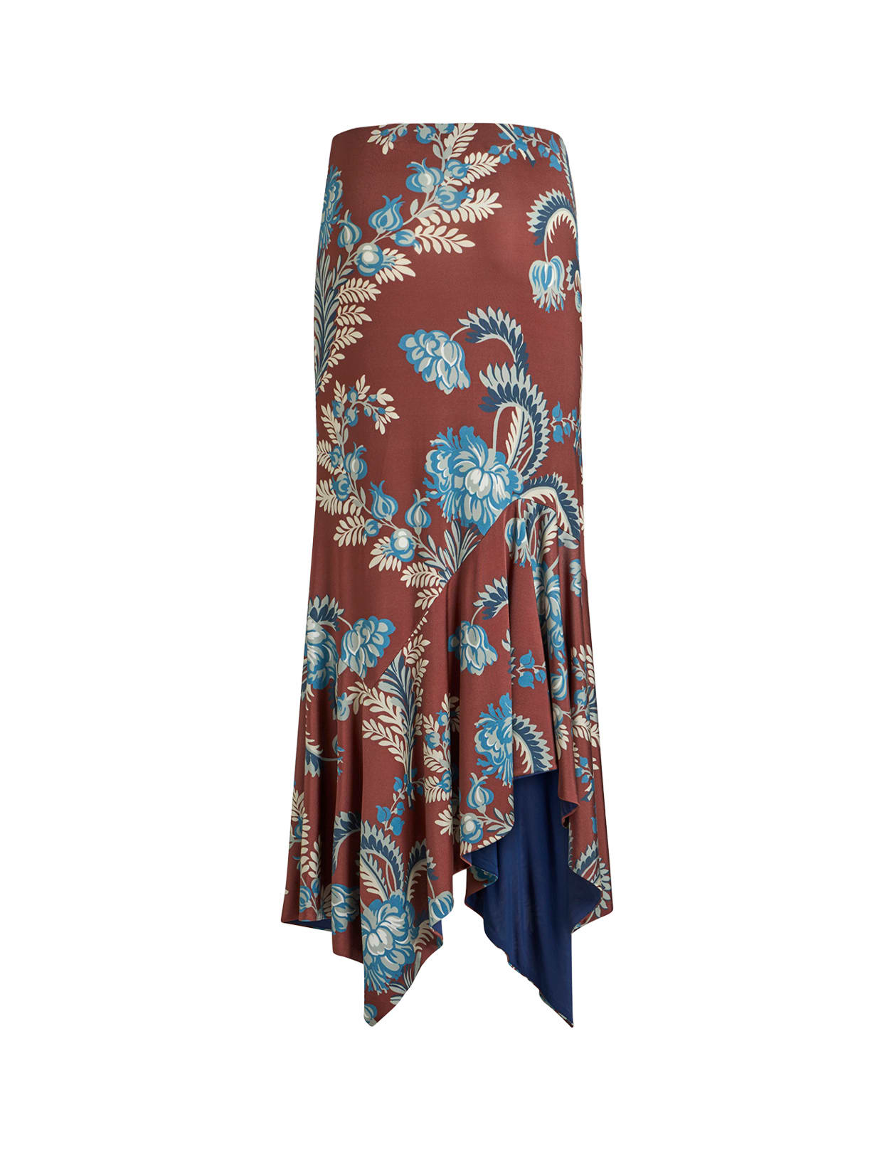 Shop Etro Burgundy Printed Jersey Midi Skirt In Red