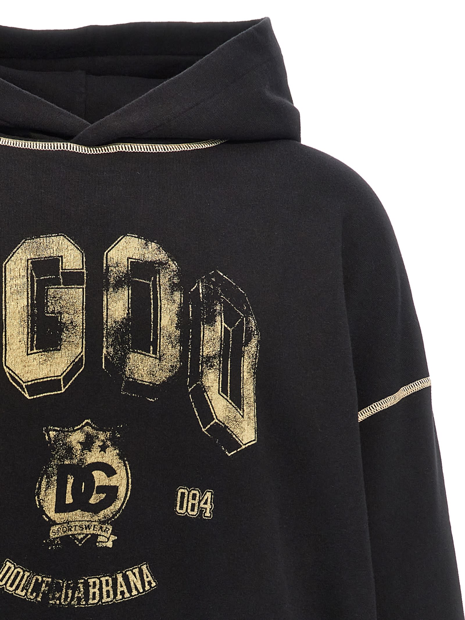 Shop Dolce & Gabbana Logo Print Hoodie In Black