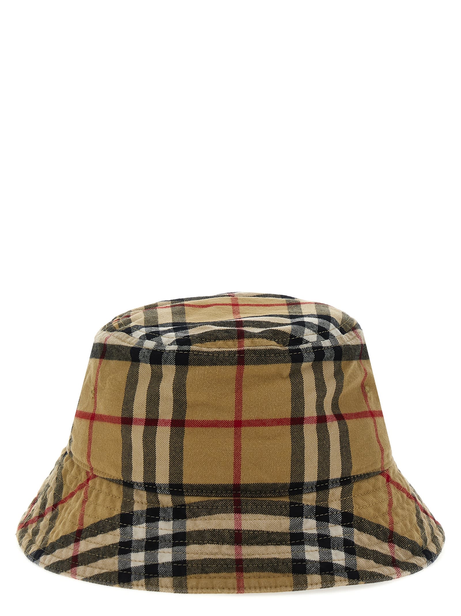 Shop Burberry Bucket Hat Check In Beige