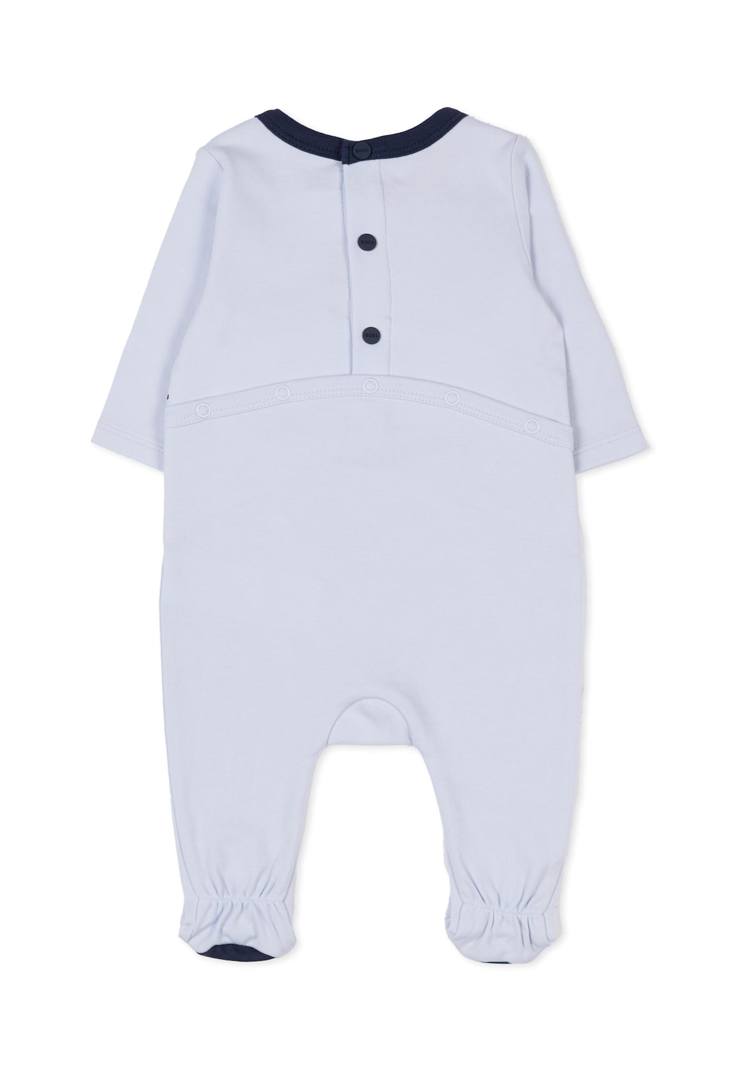 Hugo Boss Light Blue Babygrow For Baby Boy With Logo In Blue