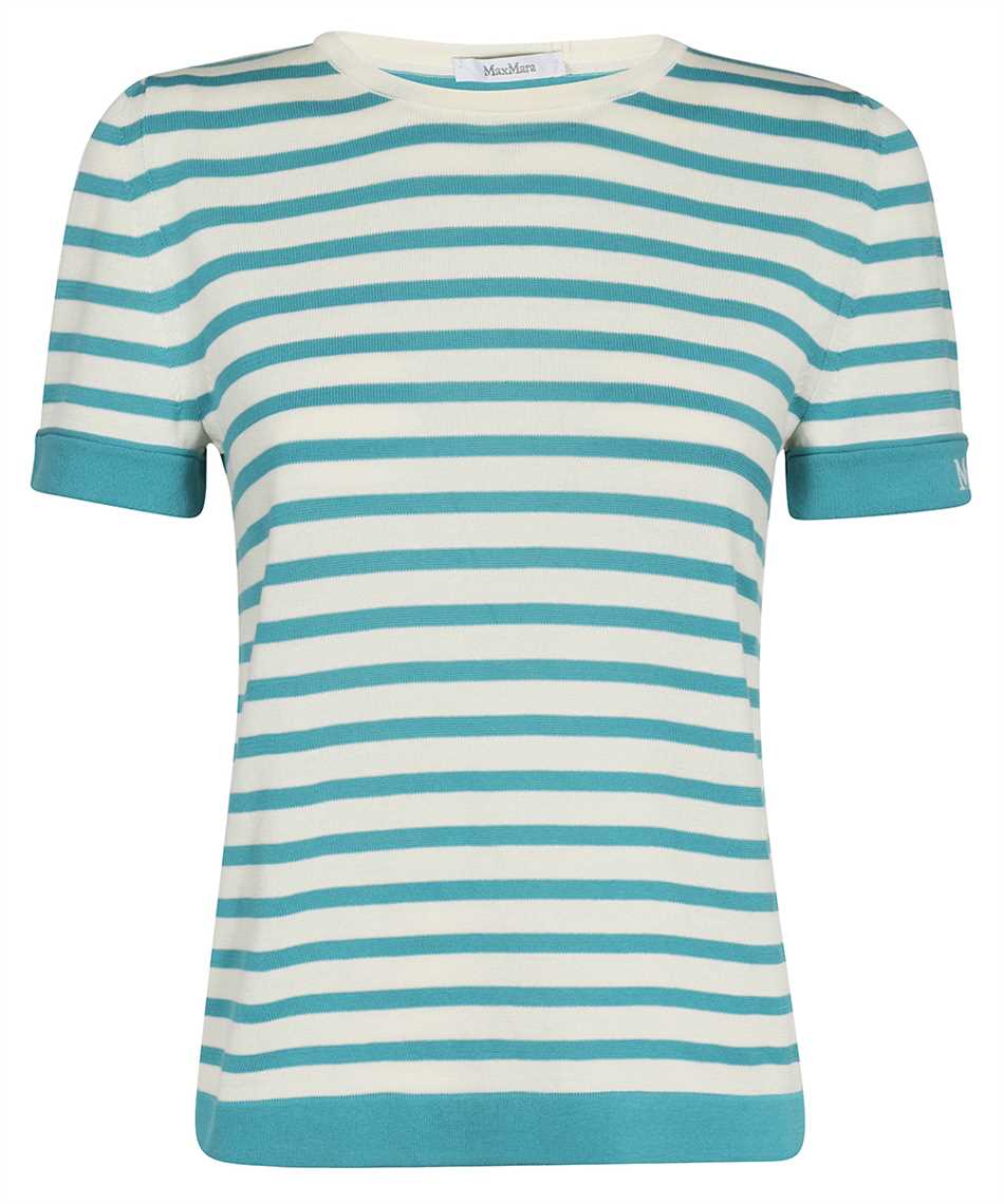 Max Mara Cotton Knit T-shirt In Blue