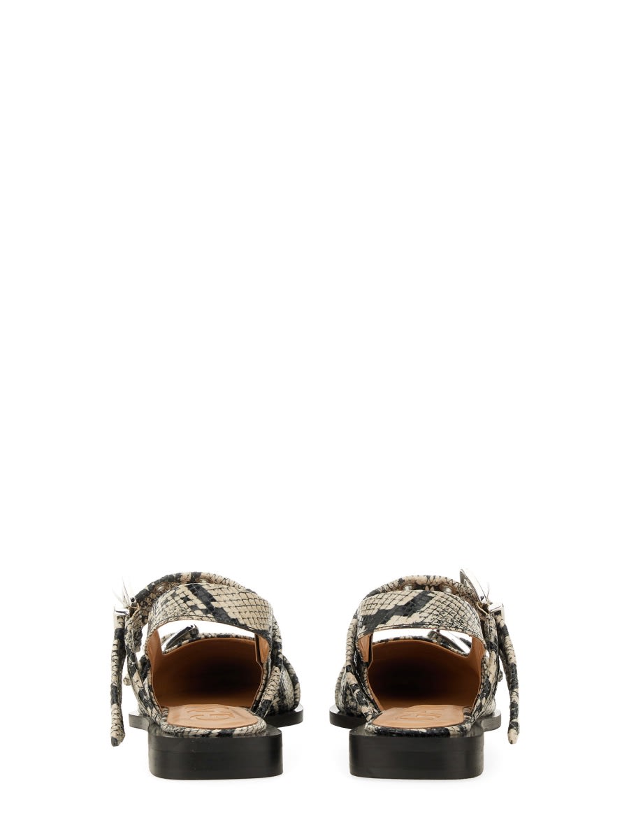 Shop Ganni Ballerina With Buckle In Animalier